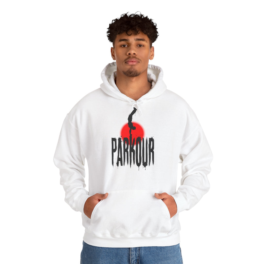Parkour B: Frontprint, Unisex Sweatshirt - Urban Stunt Silhouette Crewneck