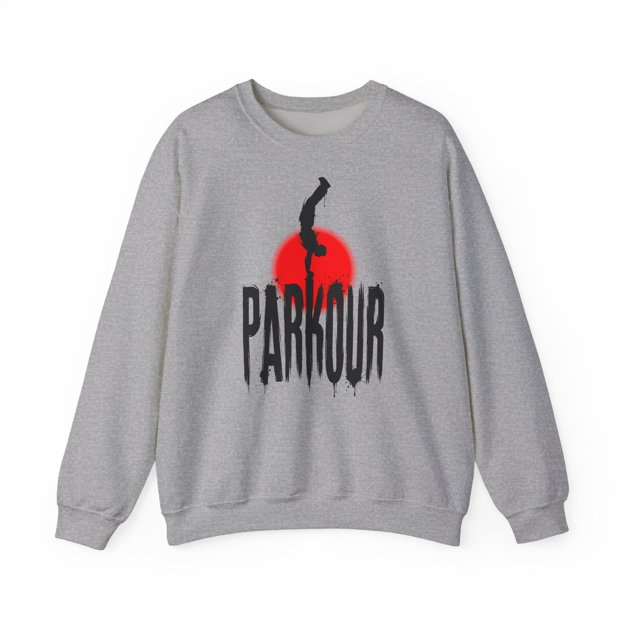 Parkour B: Frontprint, Unisex Sweatshirt - Urban Stunt Silhouette Crewneck