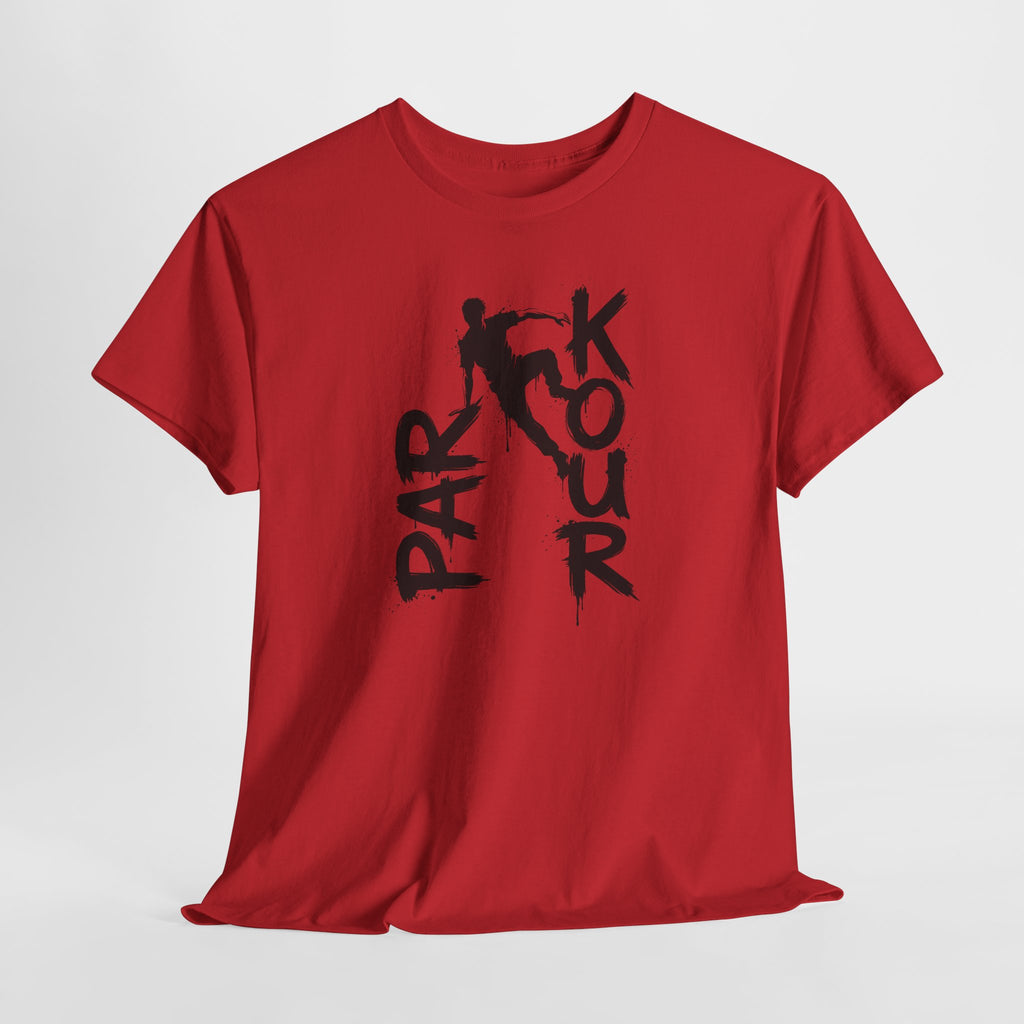 Parkour 11: Frontprint, Unisex T-Shirt - Urban Stunt Silhouette Crewneck