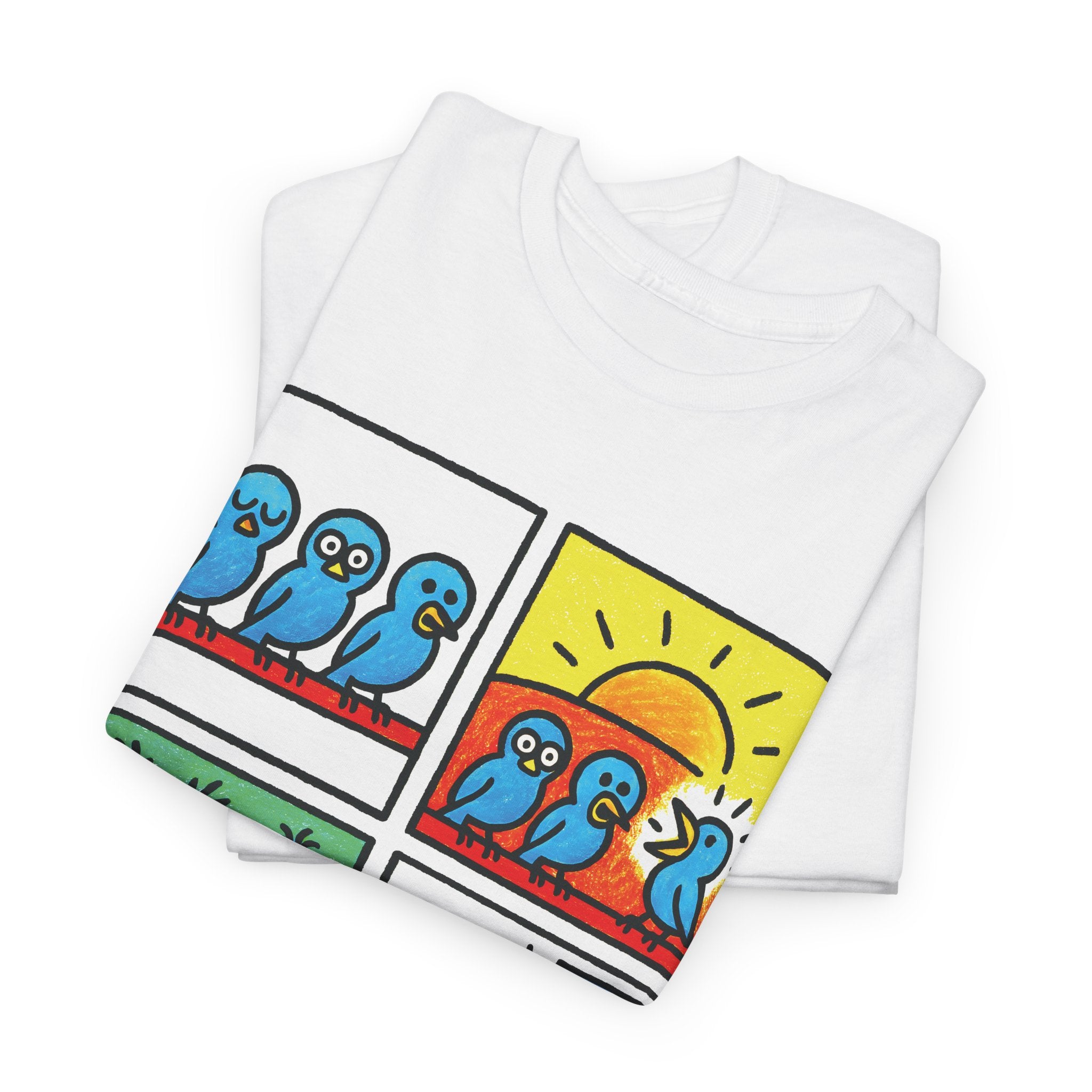 Proverb - Early bird makes loudest noise, Colorful Quirky Bird Tee - Fun Graphic Shirt for Nature Lovers, Perfect Gift for Birdwatchers, Casual Wear, Birthday, Summer