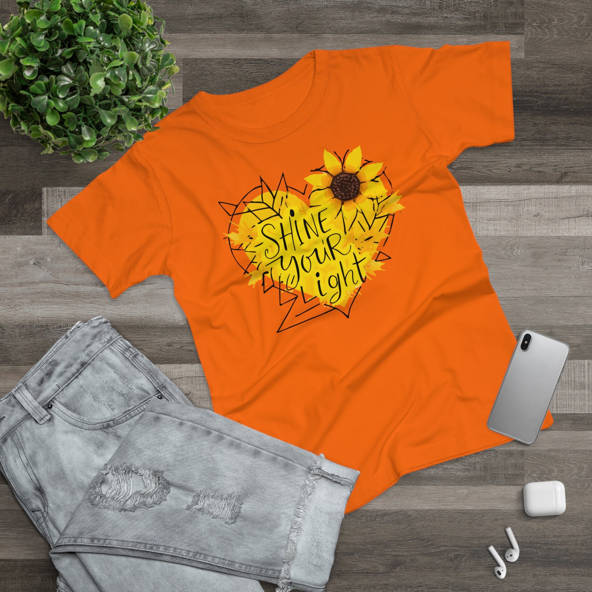 Sunflower Heart, Frontprint, Womens' T-Shirt, Shine Your Light
