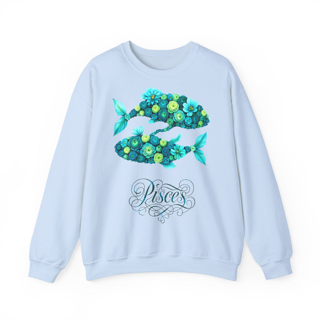Fische: Frontprint, Unisex Sweatshirt, florales Sternzeichen, Zodiac Astrologie (Pisces)