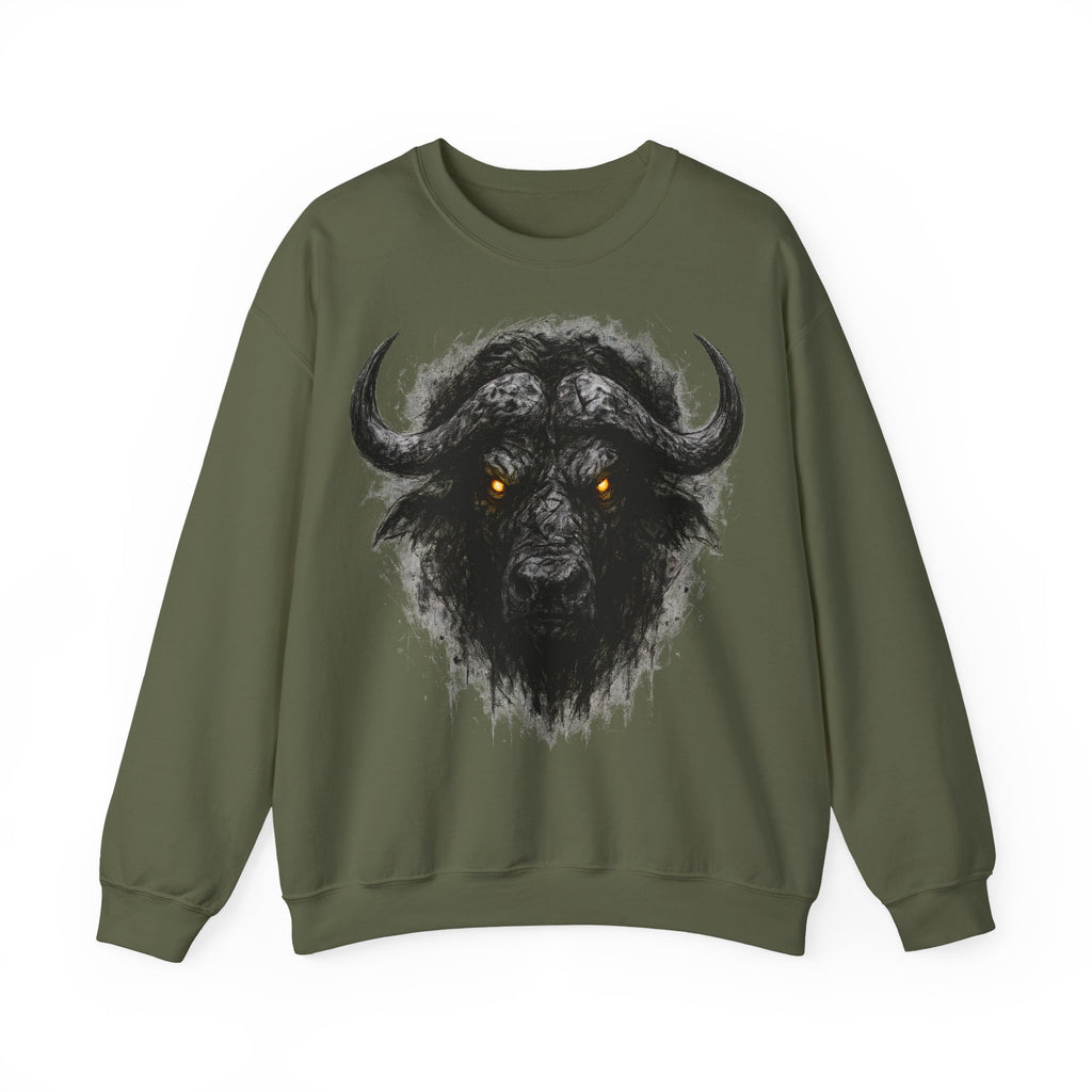 Büffel: Animals-Collection, Frontprint, Unisex Sweatshirt, Buffalo Spirit