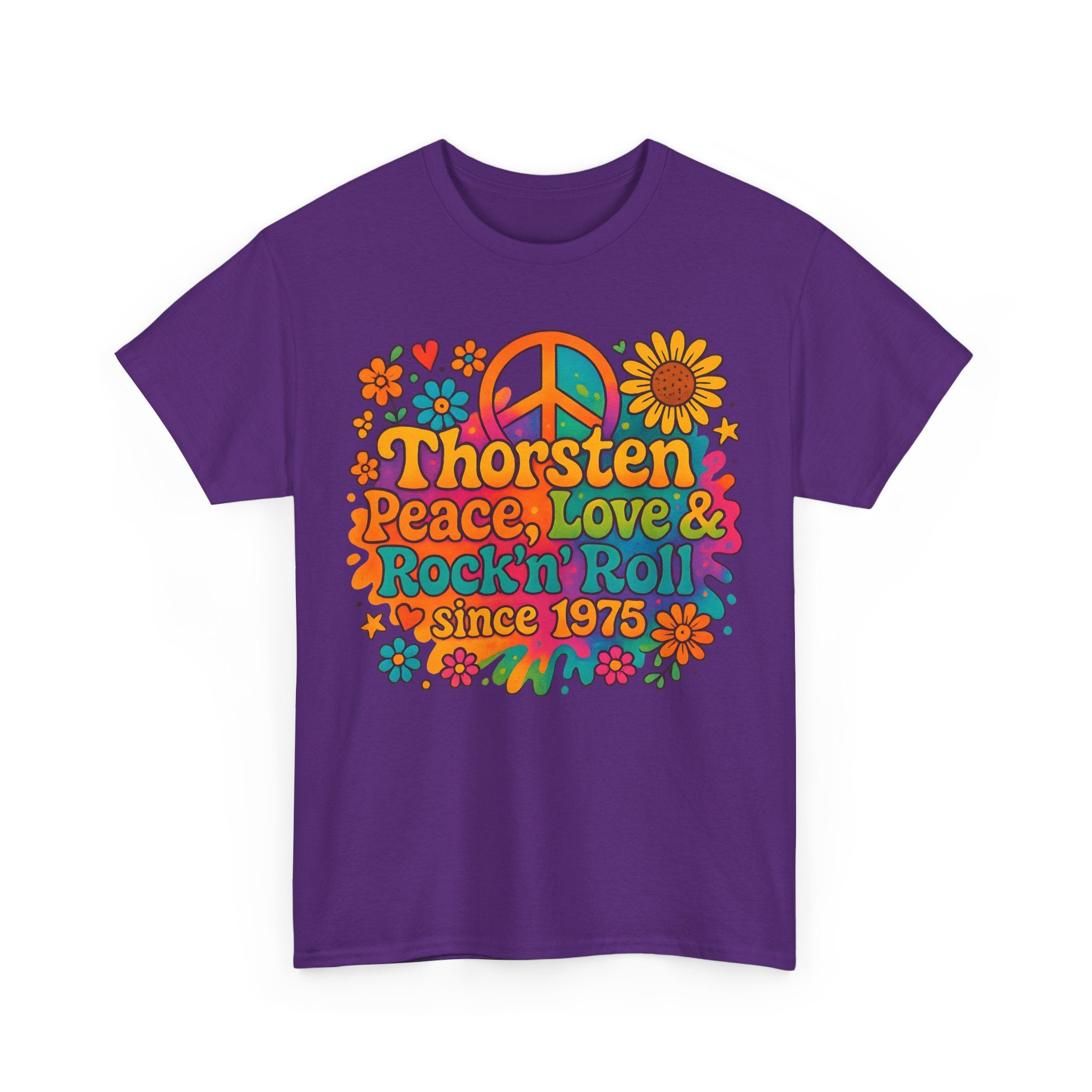 Thorsten, 1975, Retro Peace & Love Tee, Unisex Heavy Cotton Top, Vintage Rock'n'Roll Shirt, Music Lover Gift, 70s Inspired Fashion
