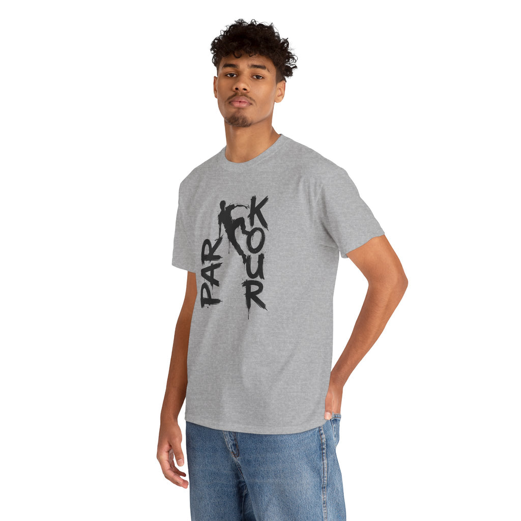 Parkour 11: Frontprint, Unisex T-Shirt - Urban Stunt Silhouette Crewneck