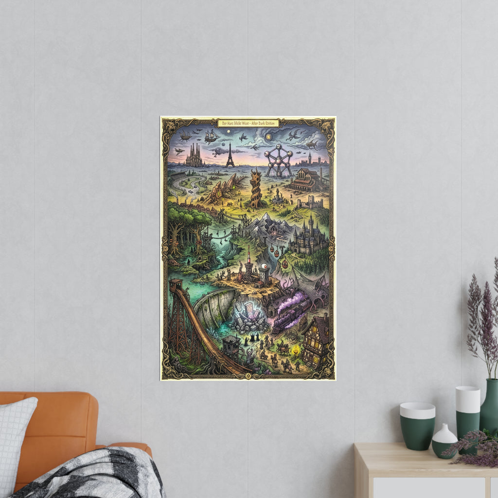 Poster 60 x 90: Brocken (After Dark Collection) - Harz blickt West
