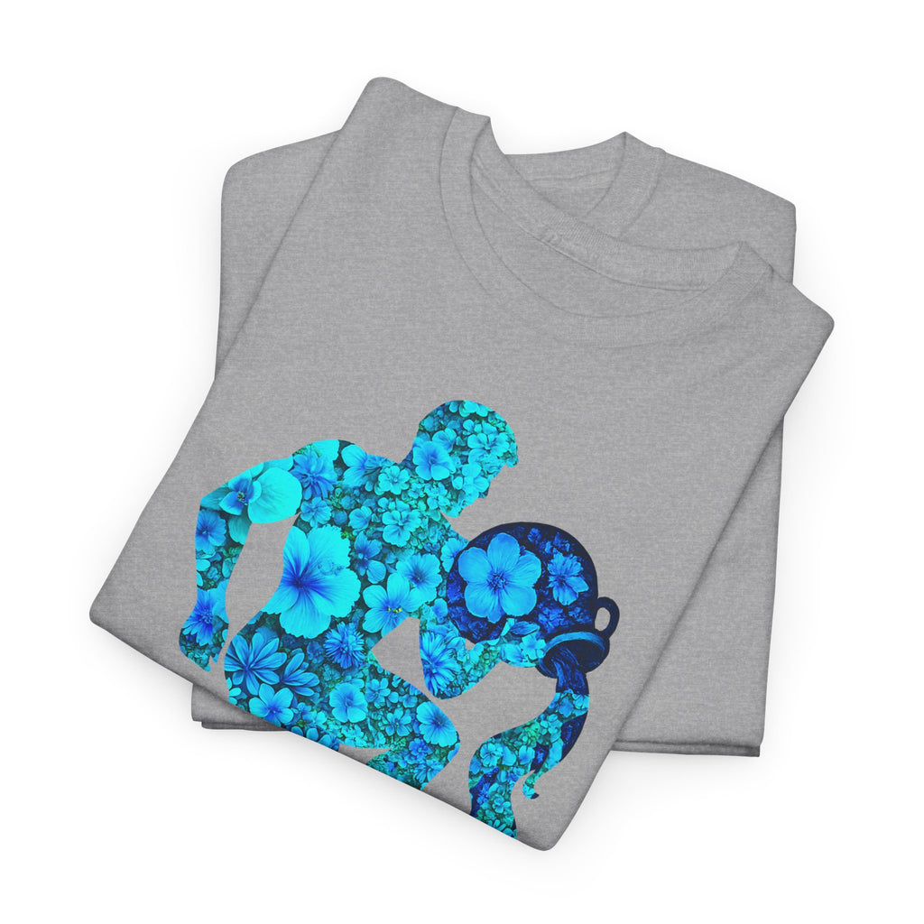 Wassermann: Frontprint, Unisex T-Shirt - Florales Sternzeichen Astrologie (Aquarius)
