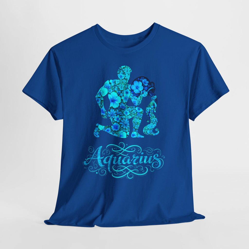 Wassermann: Frontprint, Unisex T-Shirt - Florales Sternzeichen Astrologie (Aquarius)