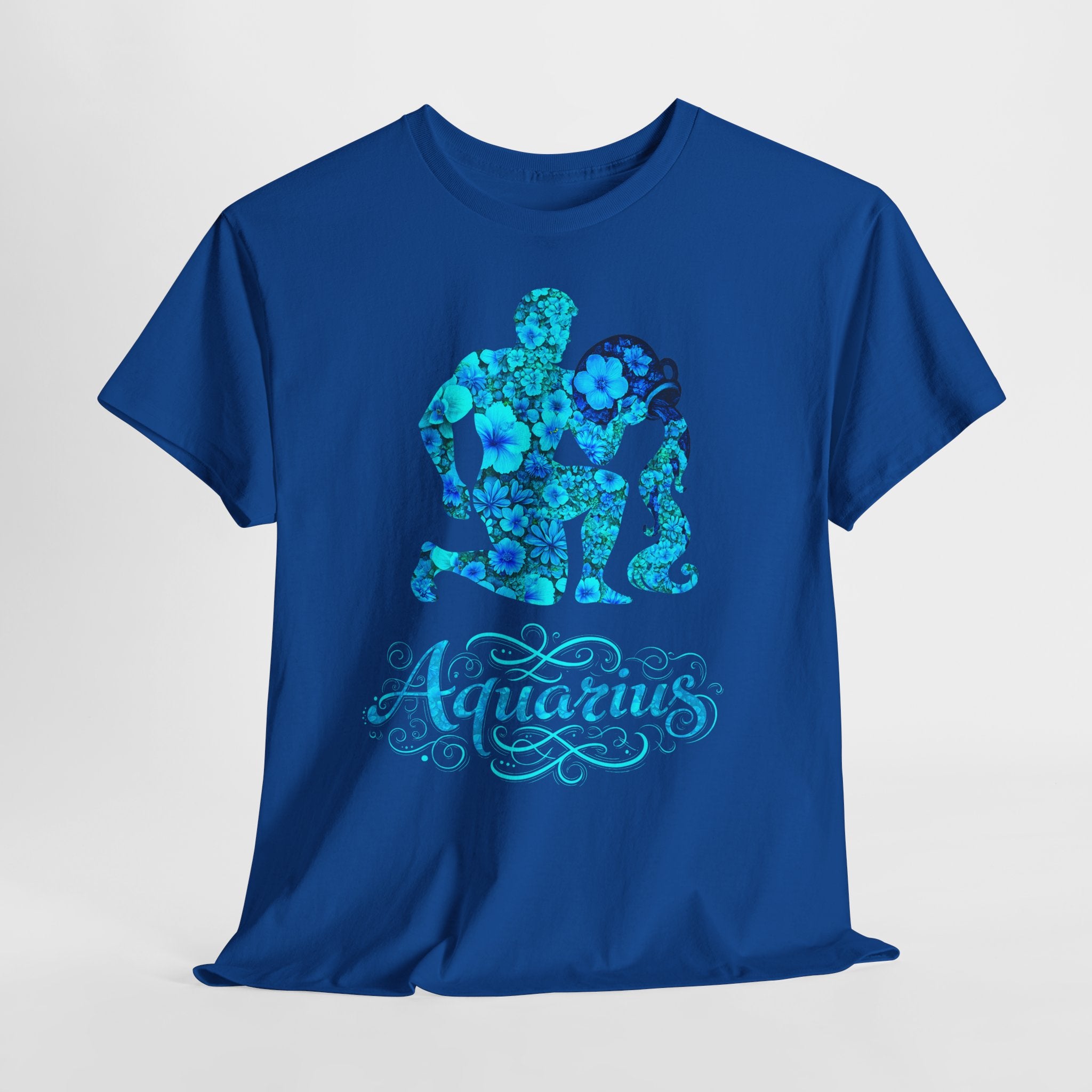 Wassermann: Frontprint, Unisex T-Shirt - Florales Sternzeichen Astrologie (Aquarius)