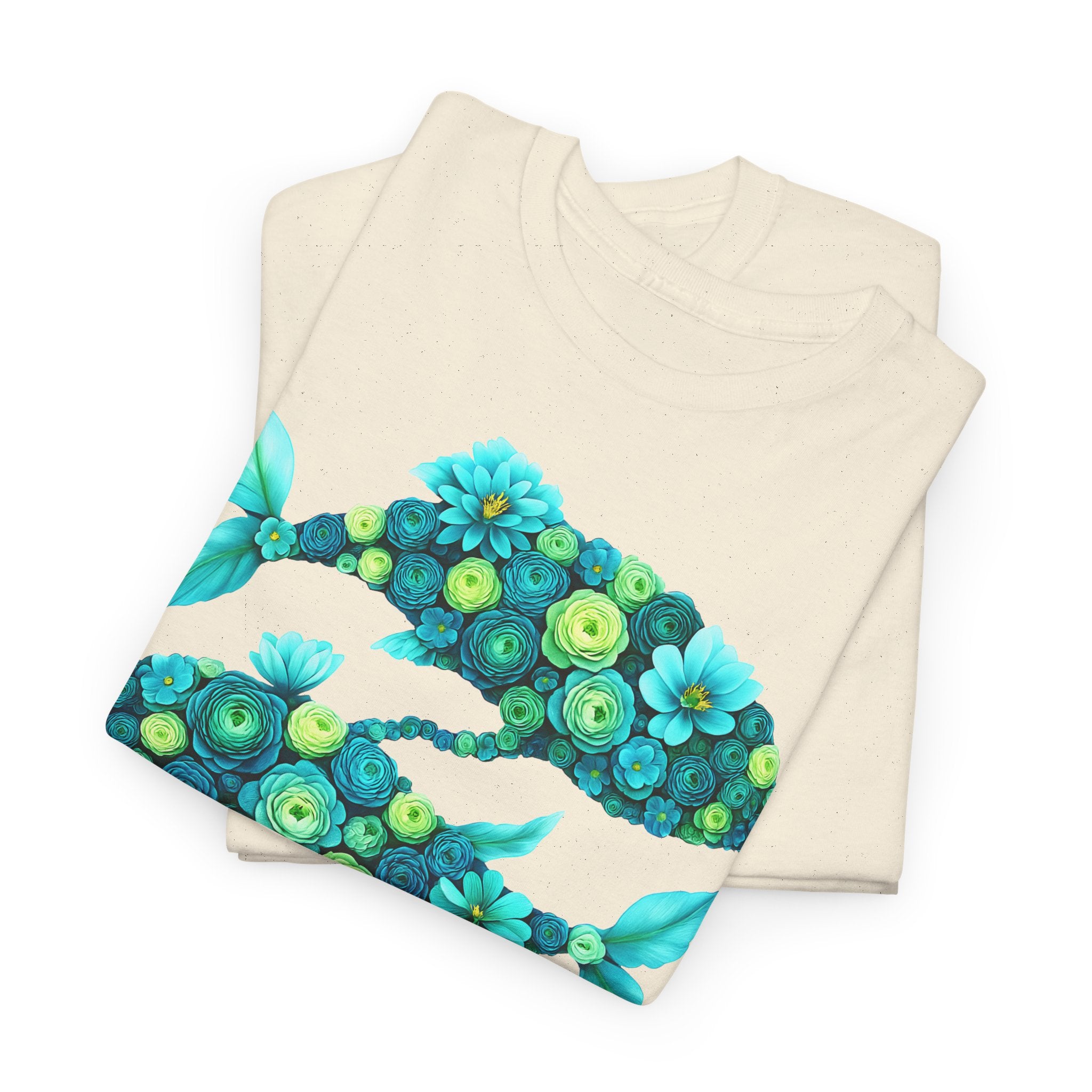 Fische: Frontprint, Unisex T-Shirt - Florales Sternzeichen Astrologie (Pisces)