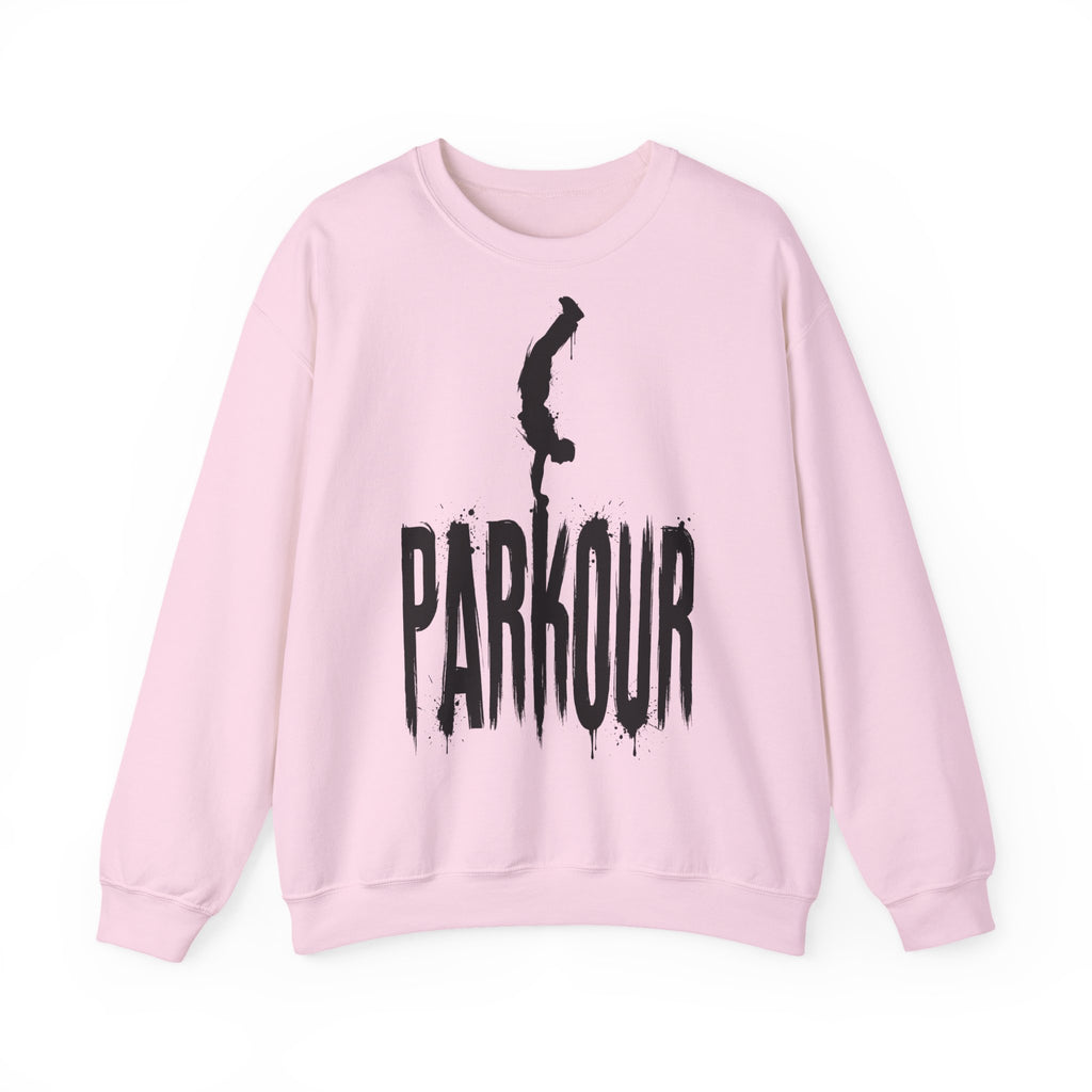 Parkour 03: Frontprint, Unisex Sweatshirt - Urban Stunt Silhouette Crewneck