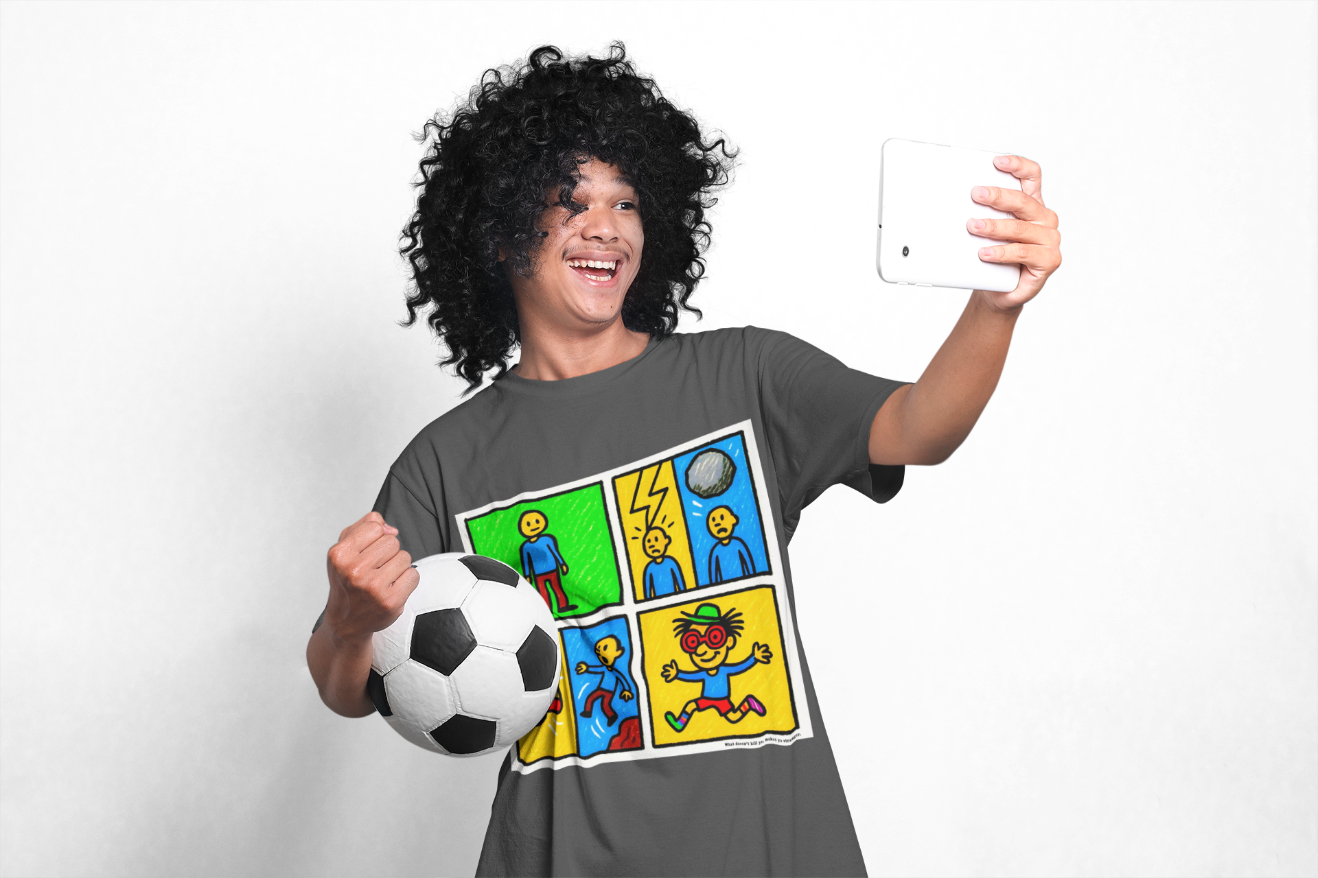 Proverb - What doesn't kill you makes you stranger, Colorful Comic Life Unisex Tee, Graphic T-Shirt for Kids and Adults, Fun Gift, Casual Wear, Playful Fashion
