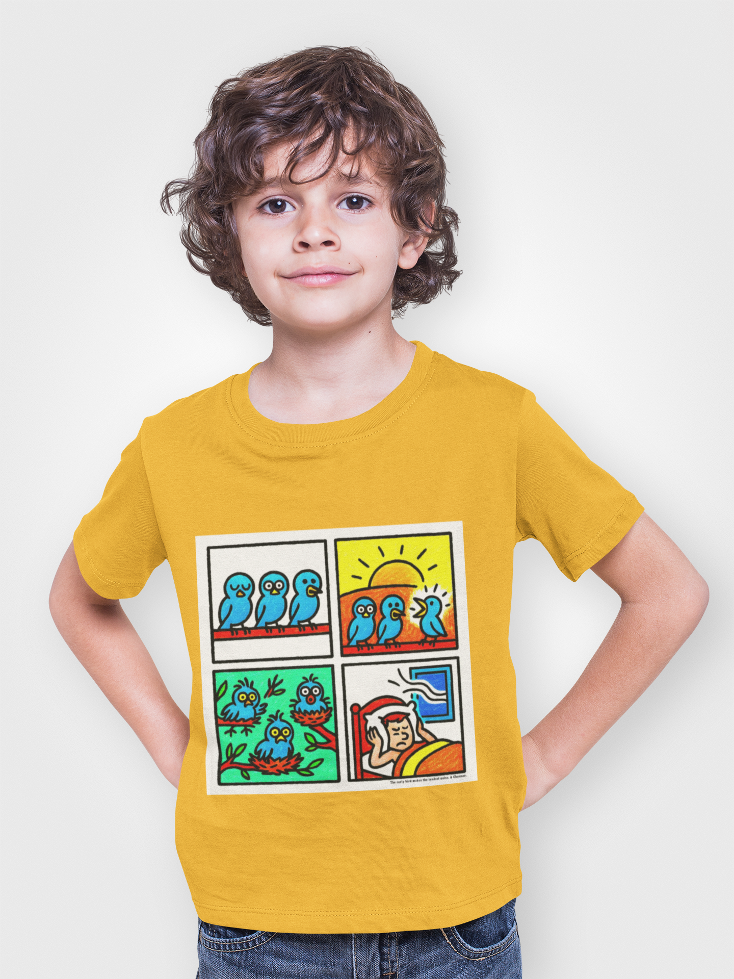 Proverb - Early bird makes loudest noise, Colorful Quirky Bird Tee - Fun Graphic Shirt for Nature Lovers, Perfect Gift for Birdwatchers, Casual Wear, Birthday, Summer