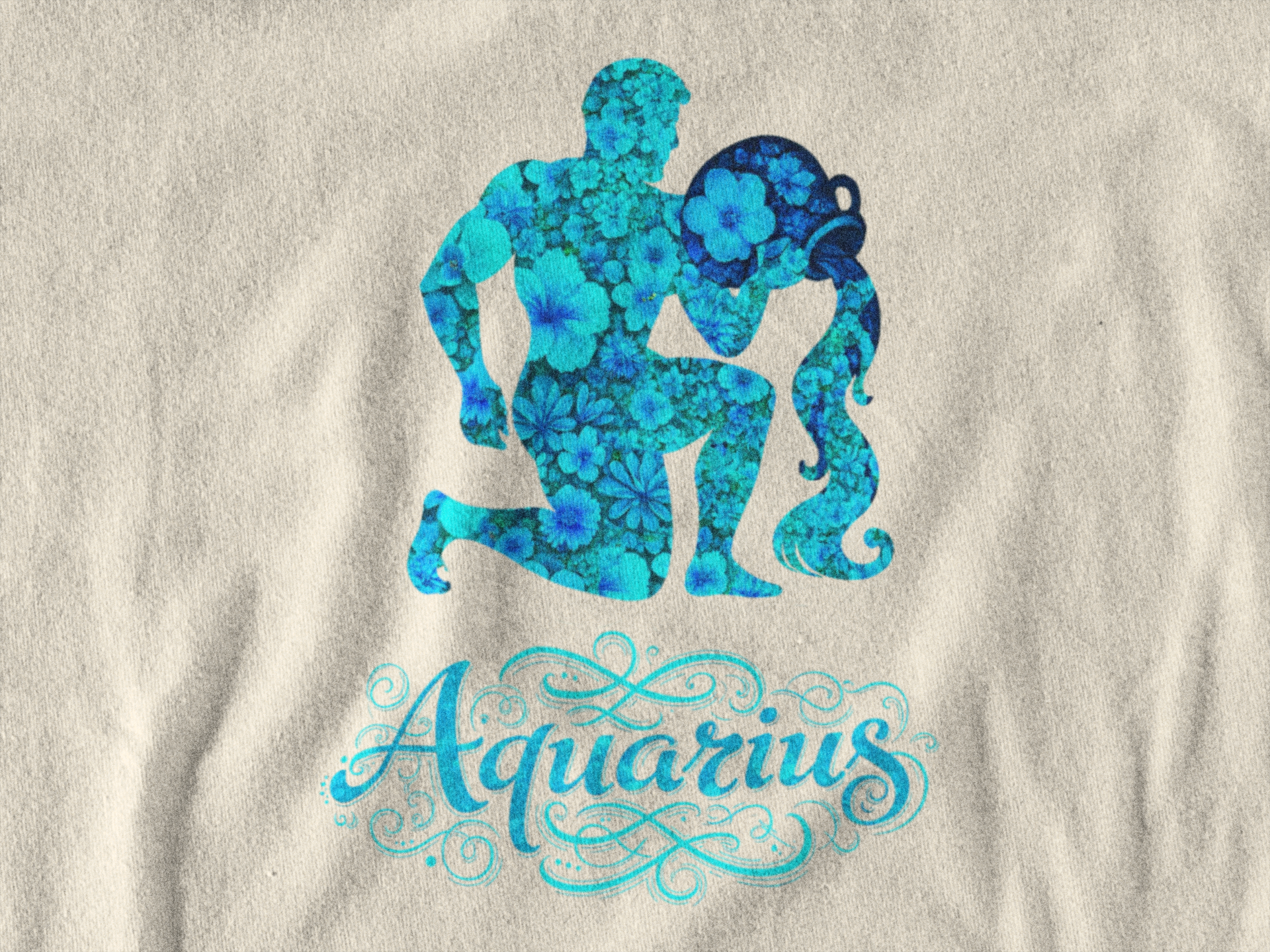 Aquarius Floral Zodiac Unisex Heavy Cotton Tee, Astrology Shirt, Horoscope Gift, Birthday Tee, Unique Astrology Apparel