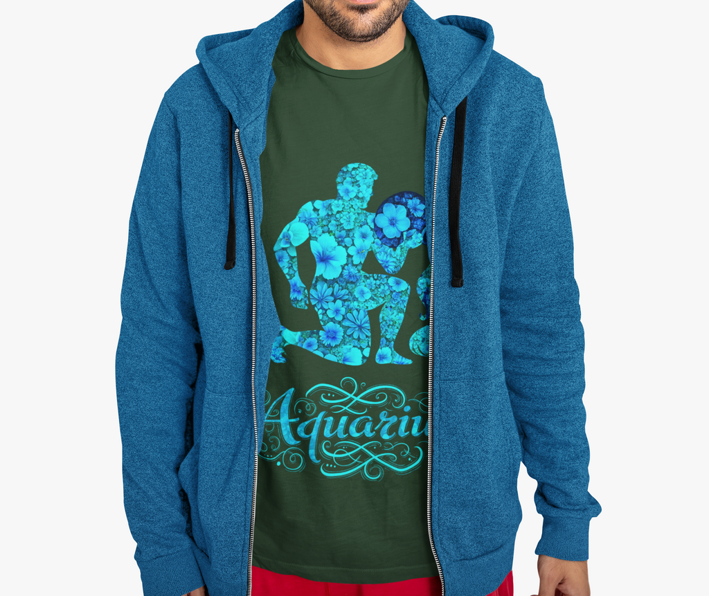 Aquarius Floral Zodiac Unisex Heavy Cotton Tee, Astrology Shirt, Horoscope Gift, Birthday Tee, Unique Astrology Apparel