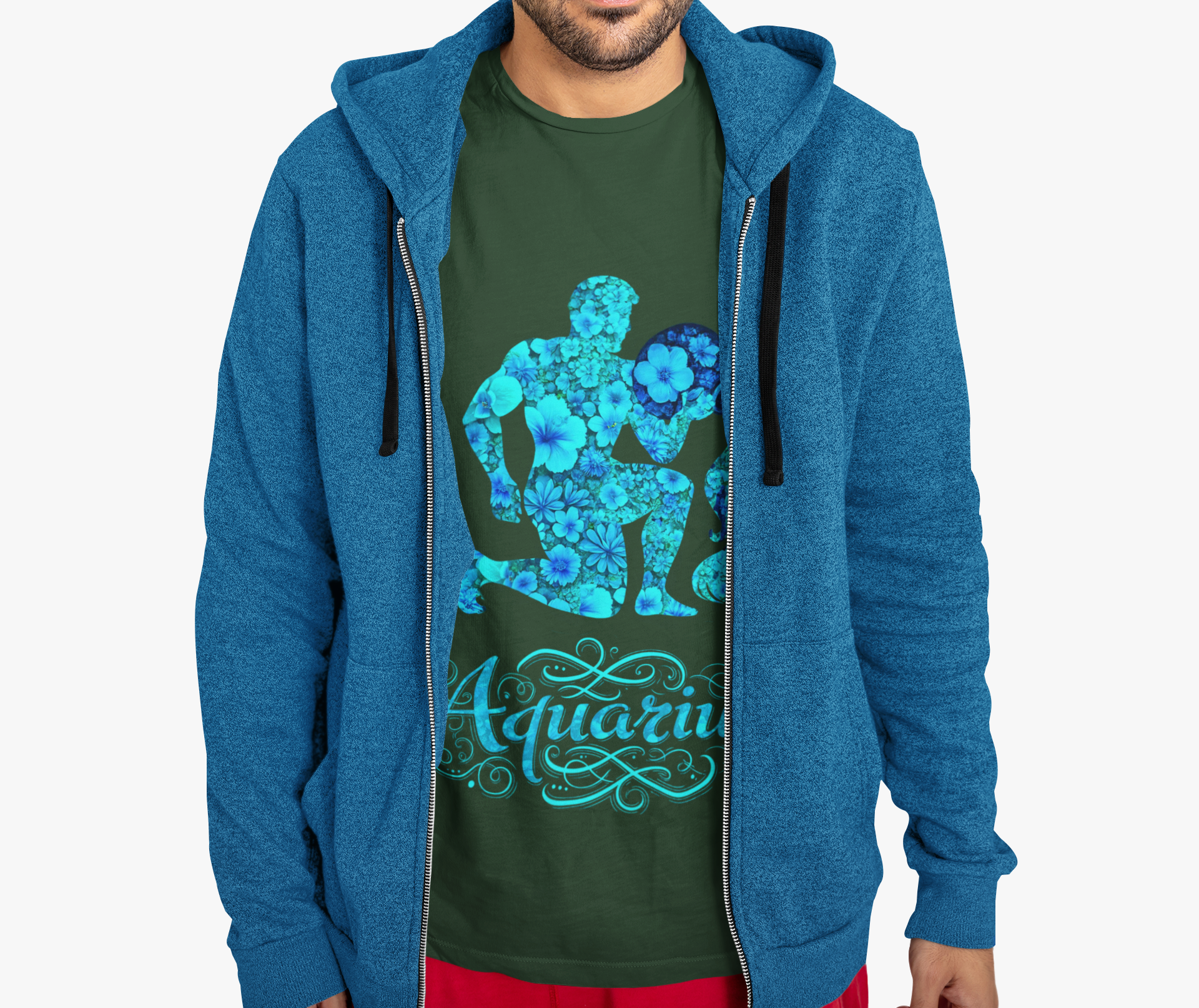 Aquarius Floral Zodiac Unisex Heavy Cotton Tee, Astrology Shirt, Horoscope Gift, Birthday Tee, Unique Astrology Apparel
