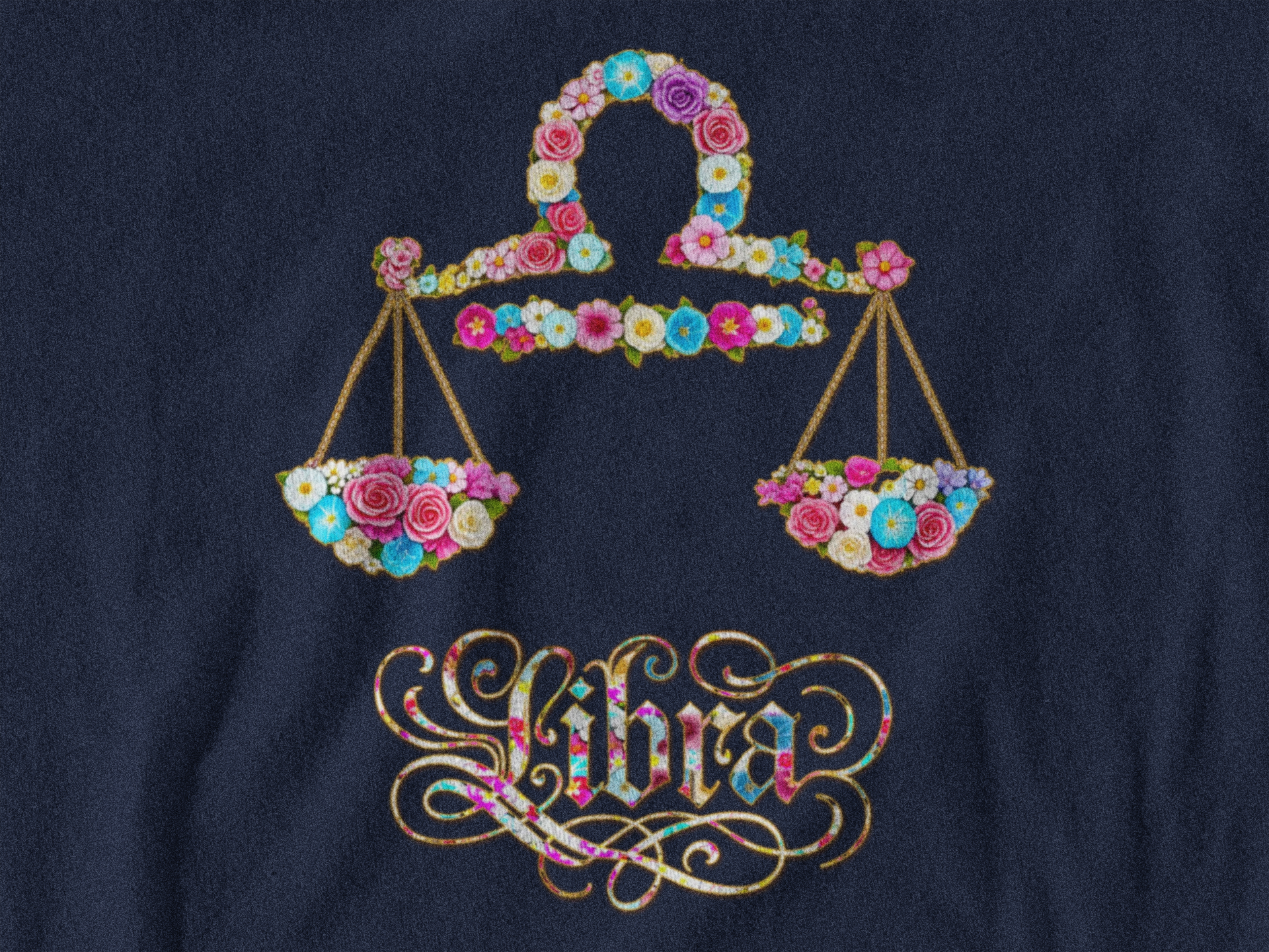 Libra Floral Zodiac Tee - Unisex Heavy Cotton Shirt, Astrology Gift, Horoscope T-Shirt, Birthday Present, Libra Season Apparel