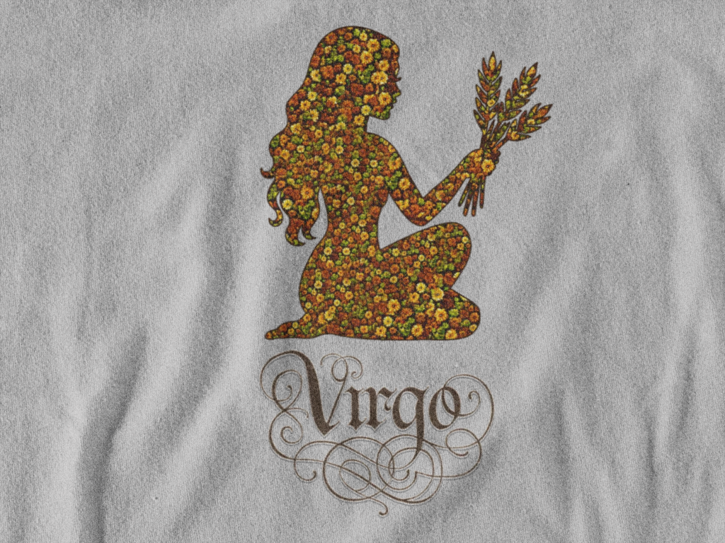 Virgo Floral Zodiac Tee for Astrology Lovers, Unisex Cotton T-Shirt, Boho Style Shirt, Astrology Gift, Star Sign Tee