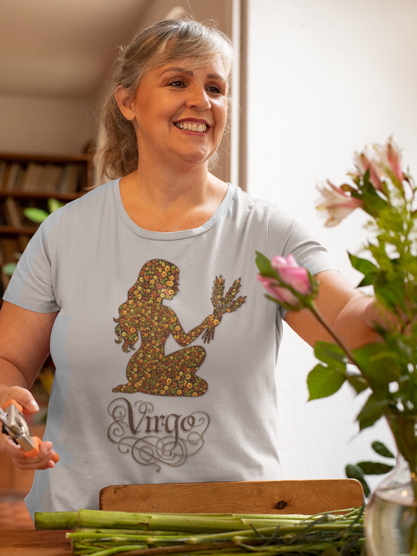 Virgo Floral Zodiac Tee for Astrology Lovers, Unisex Cotton T-Shirt, Boho Style Shirt, Astrology Gift, Star Sign Tee