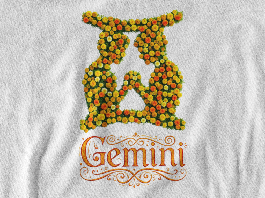 Gemini Floral Zodiac Shirt, Astrology Gift, Horoscope Apparel, Birthday Tee, Personalized T-Shirt