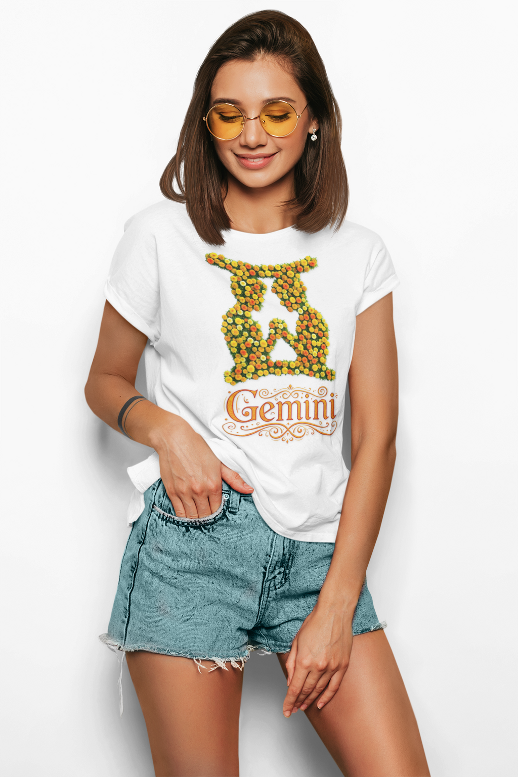 Gemini Floral Zodiac Shirt, Astrology Gift, Horoscope Apparel, Birthday Tee, Personalized T-Shirt