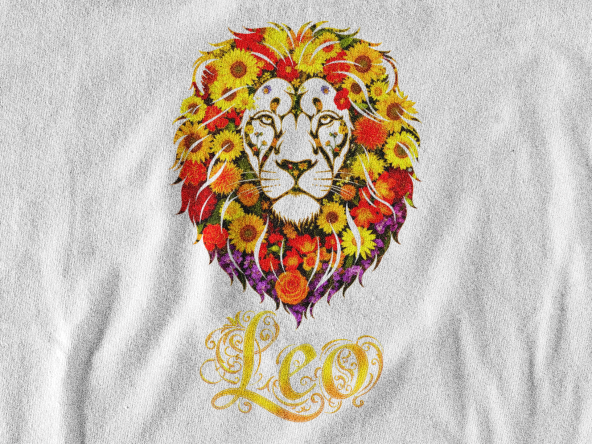 Leo Floral Zodiac Shirt, Unisex Heavy Cotton T-Shirt, Nature Lover Gift, Artistic Apparel, Animal Lover Shirt, Casual Wear
