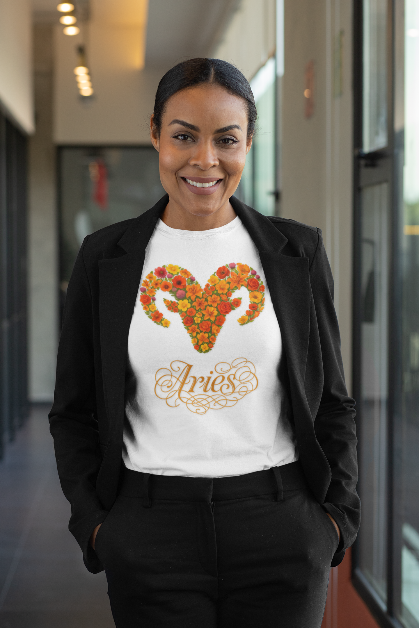 Aries Floral Zodiac Tee, Astrology Gift, Unisex Cotton T-Shirt, Horoscope Apparel, Birthday Gift, Celestial Fashion