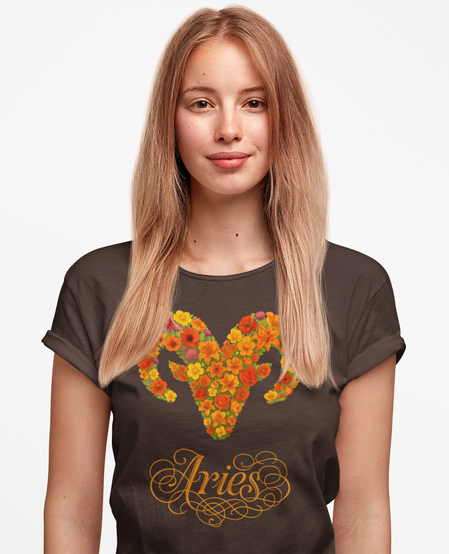 Aries Floral Zodiac Tee, Astrology Gift, Unisex Cotton T-Shirt, Horoscope Apparel, Birthday Gift, Celestial Fashion
