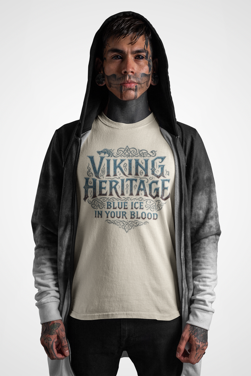 Viking Heritage Unisex Heavy Cotton Tee, Nordic Pride Shirt, Gift for Viking Fans, Heritage Apparel, Casual Wear, Blue Ice in Your Blood Tee