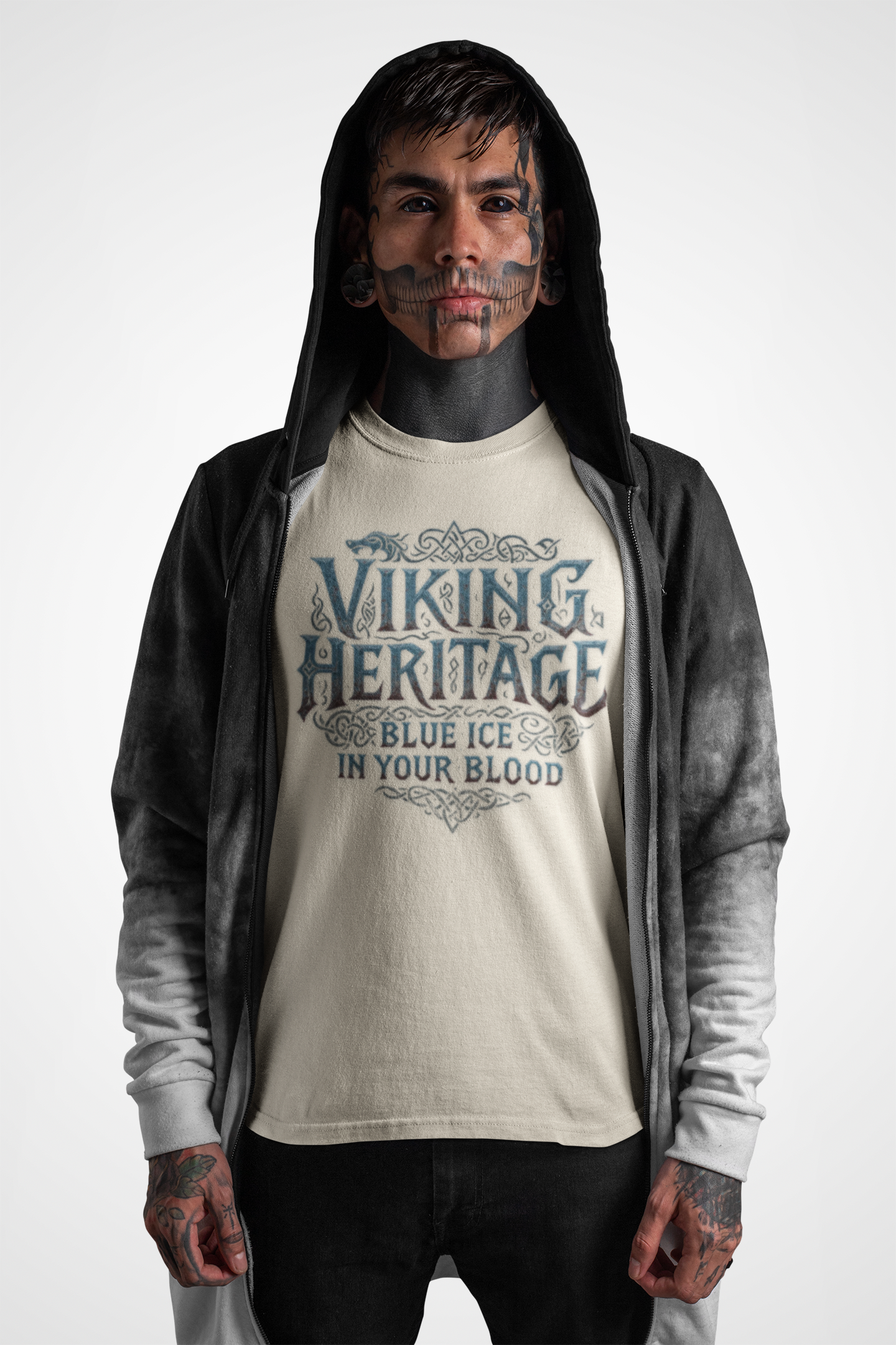 Viking Heritage Unisex Heavy Cotton Tee, Nordic Pride Shirt, Gift for Viking Fans, Heritage Apparel, Casual Wear, Blue Ice in Your Blood Tee