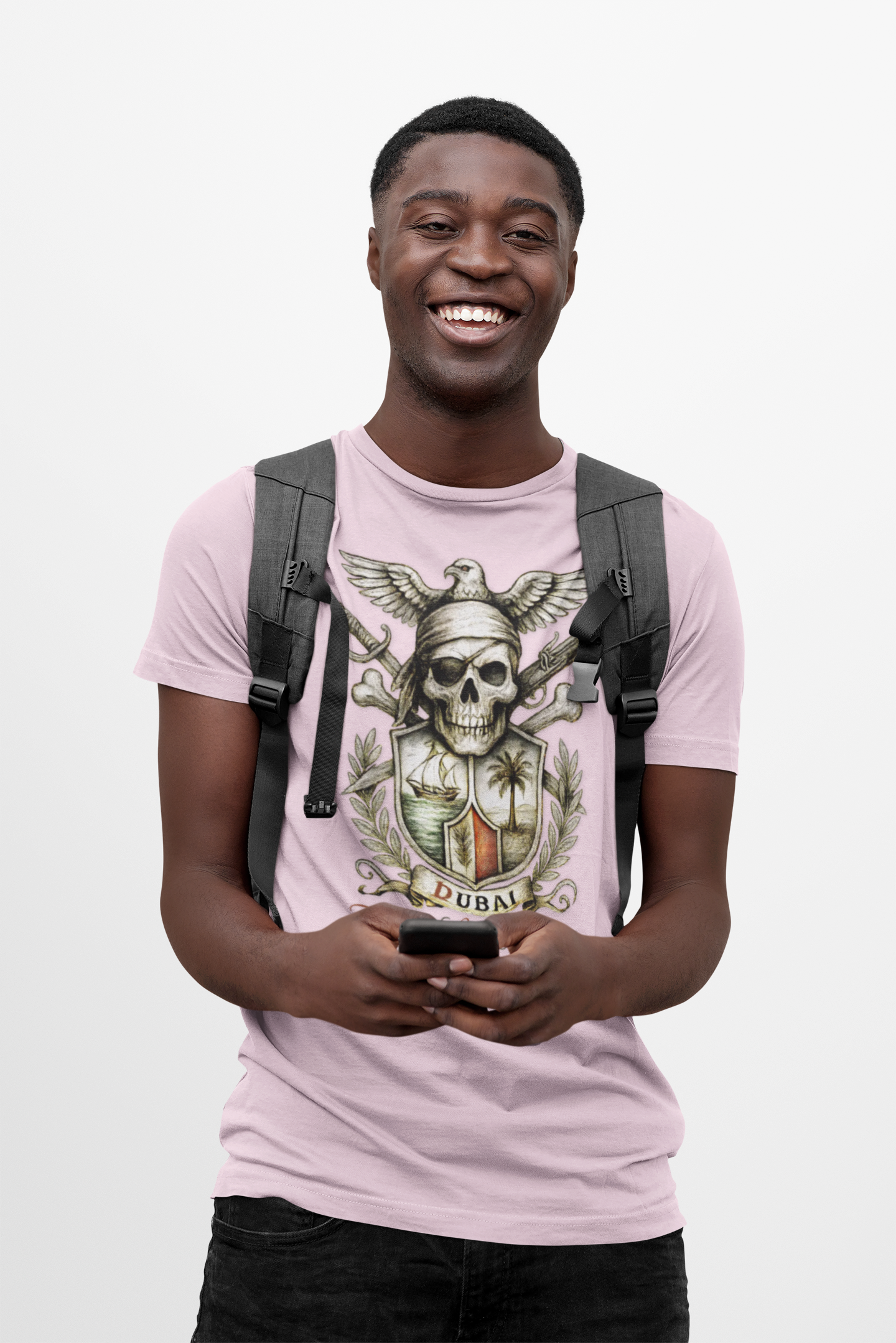 Grimwater Edition - Dubai, Skull & Crossbones Tee, Home of the Sovereign Syndicate of Swashbucklers Cutthroats