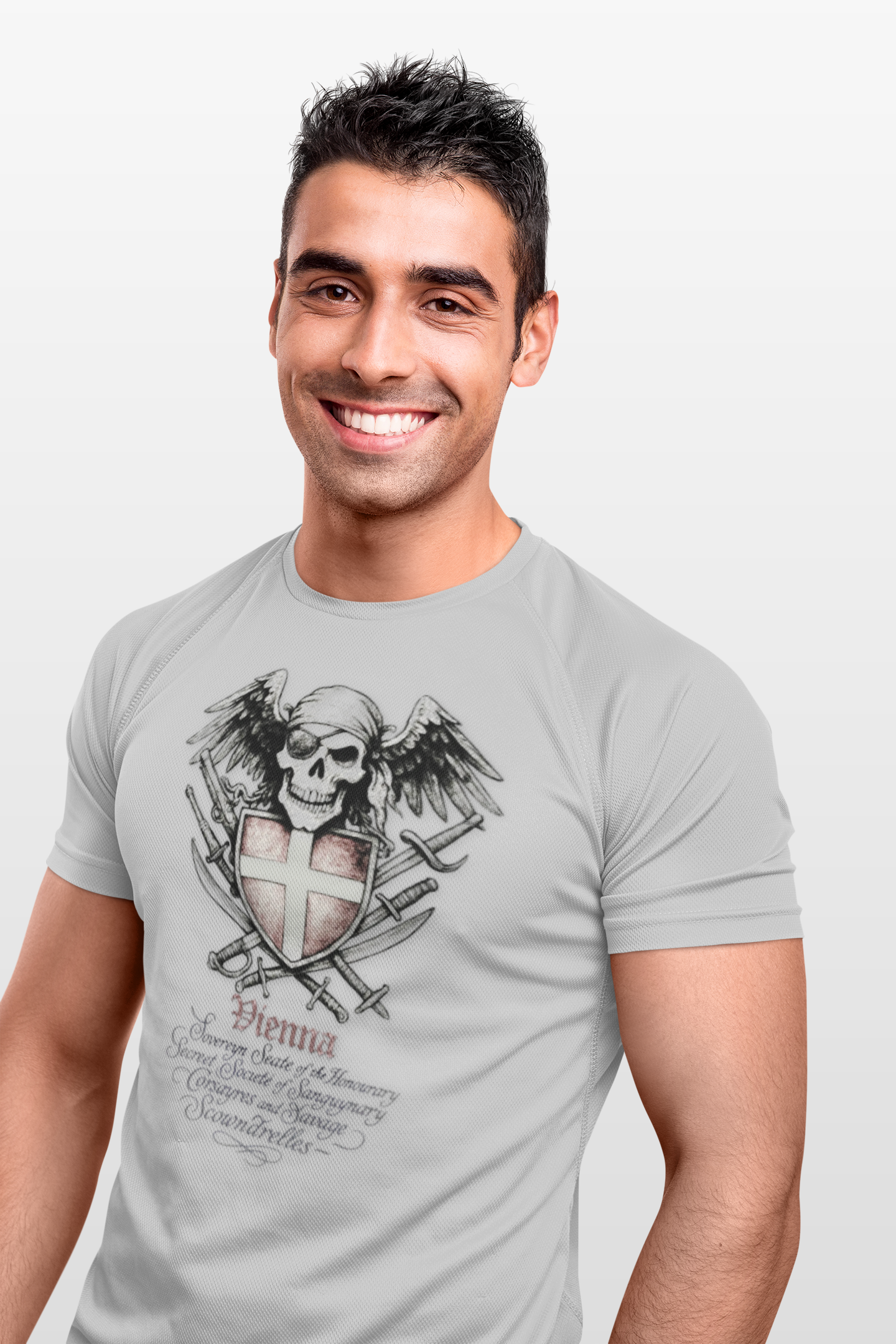 Grimwater Edition - Vienna, the sinister old headquarter of the Secret Society of bloodthirsty Pirates, Skull and Sword Gothic T-shirt
