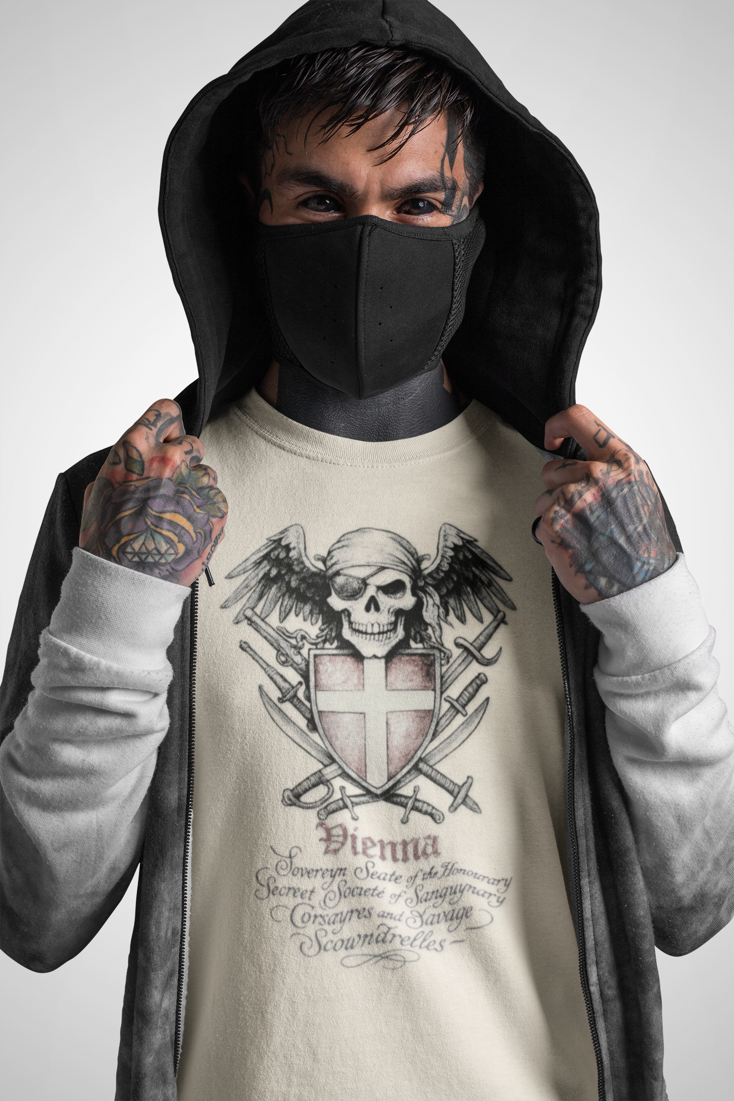 Grimwater Edition - Vienna, the sinister old headquarter of the Secret Society of bloodthirsty Pirates, Skull and Sword Gothic T-shirt