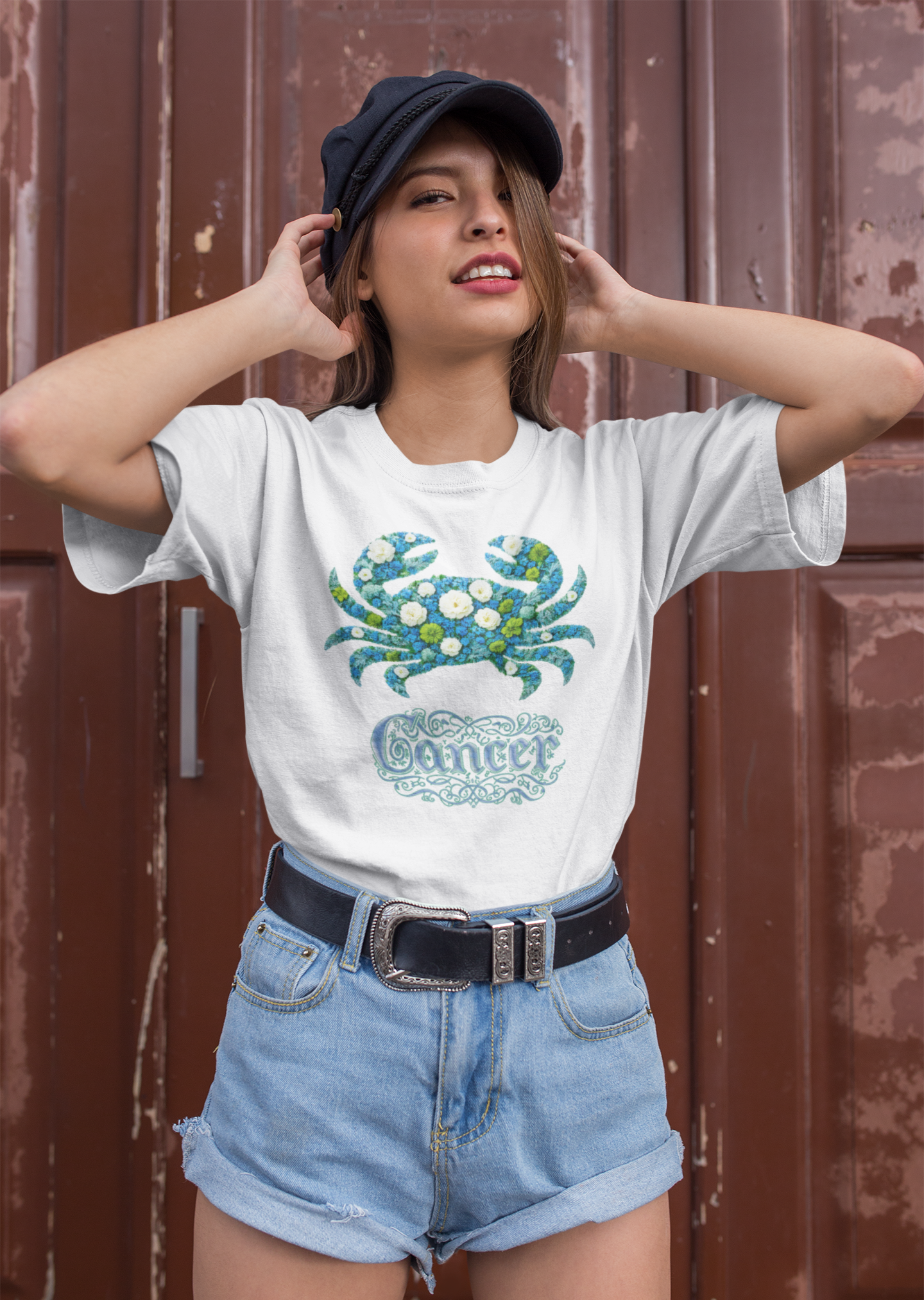 Cancer Floral Zodiac Tee, Astrology Shirt, Gift for Cancer, Horoscope Apparel, Unisex Tees, Cute Crab Design