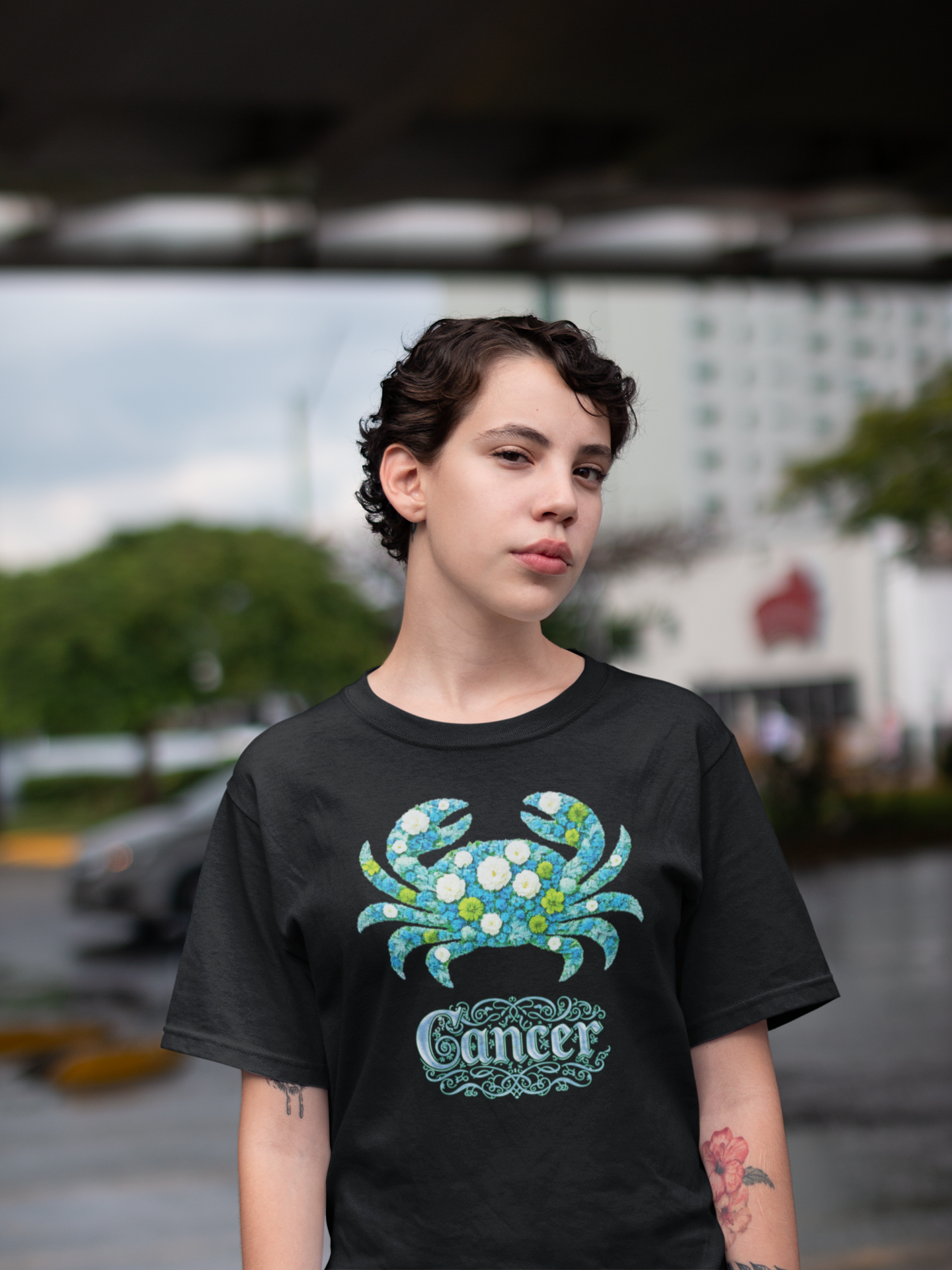 Cancer Floral Zodiac Tee, Astrology Shirt, Gift for Cancer, Horoscope Apparel, Unisex Tees, Cute Crab Design