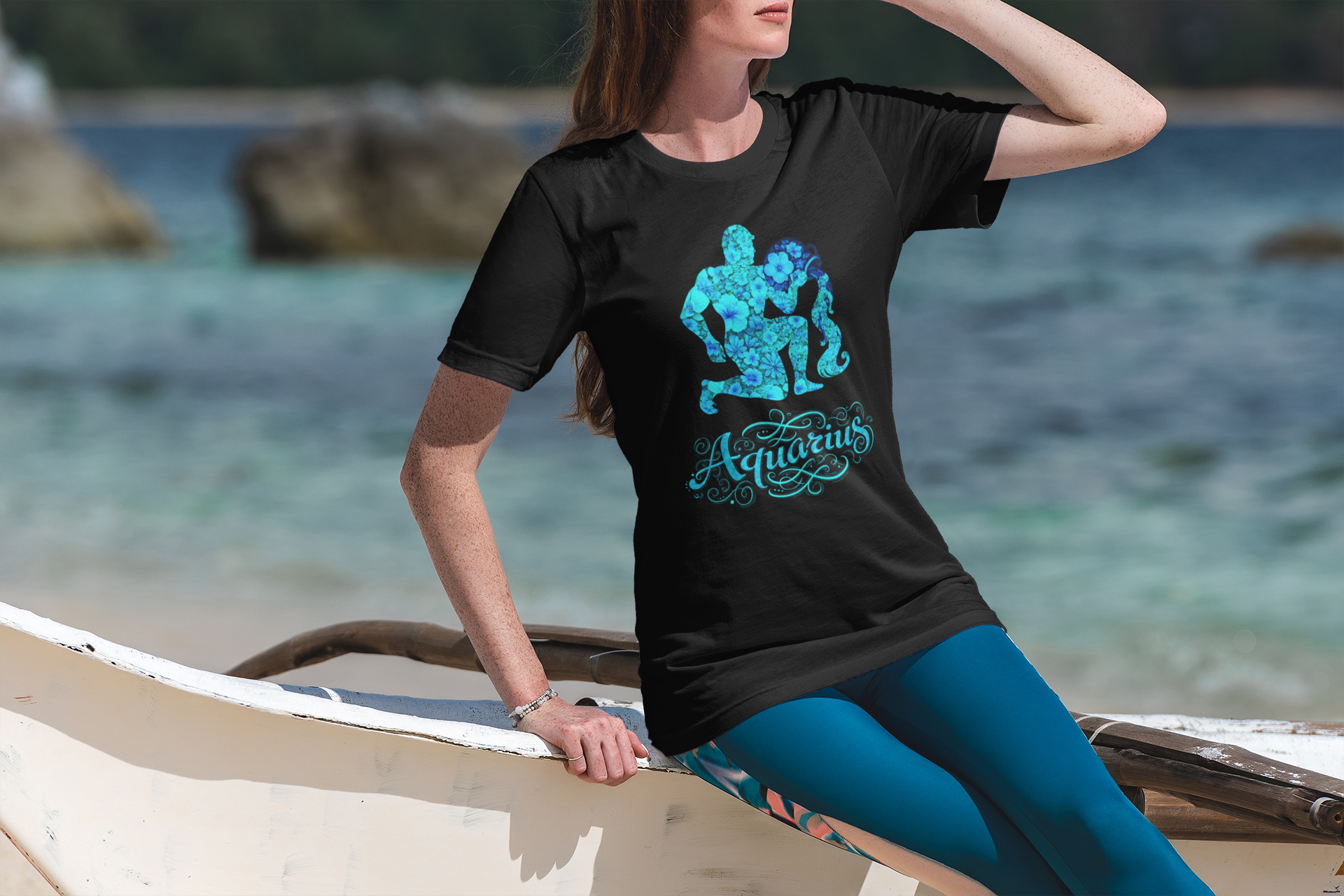 Aquarius Floral Zodiac Unisex Heavy Cotton Tee, Astrology Shirt, Horoscope Gift, Birthday Tee, Unique Astrology Apparel