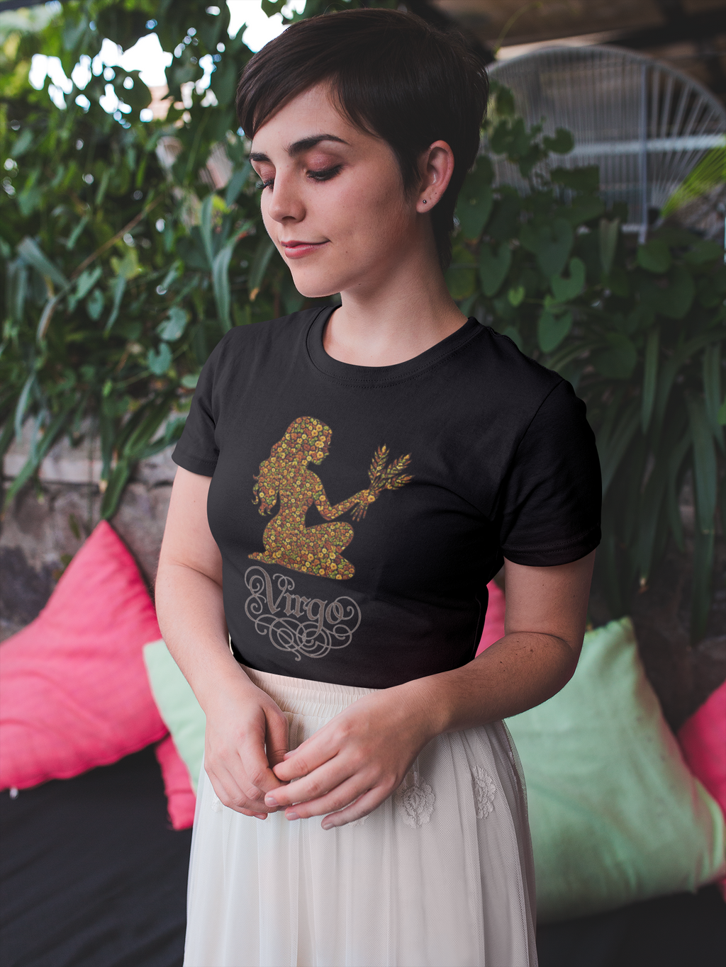 Virgo Floral Zodiac Tee for Astrology Lovers, Unisex Cotton T-Shirt, Boho Style Shirt, Astrology Gift, Star Sign Tee