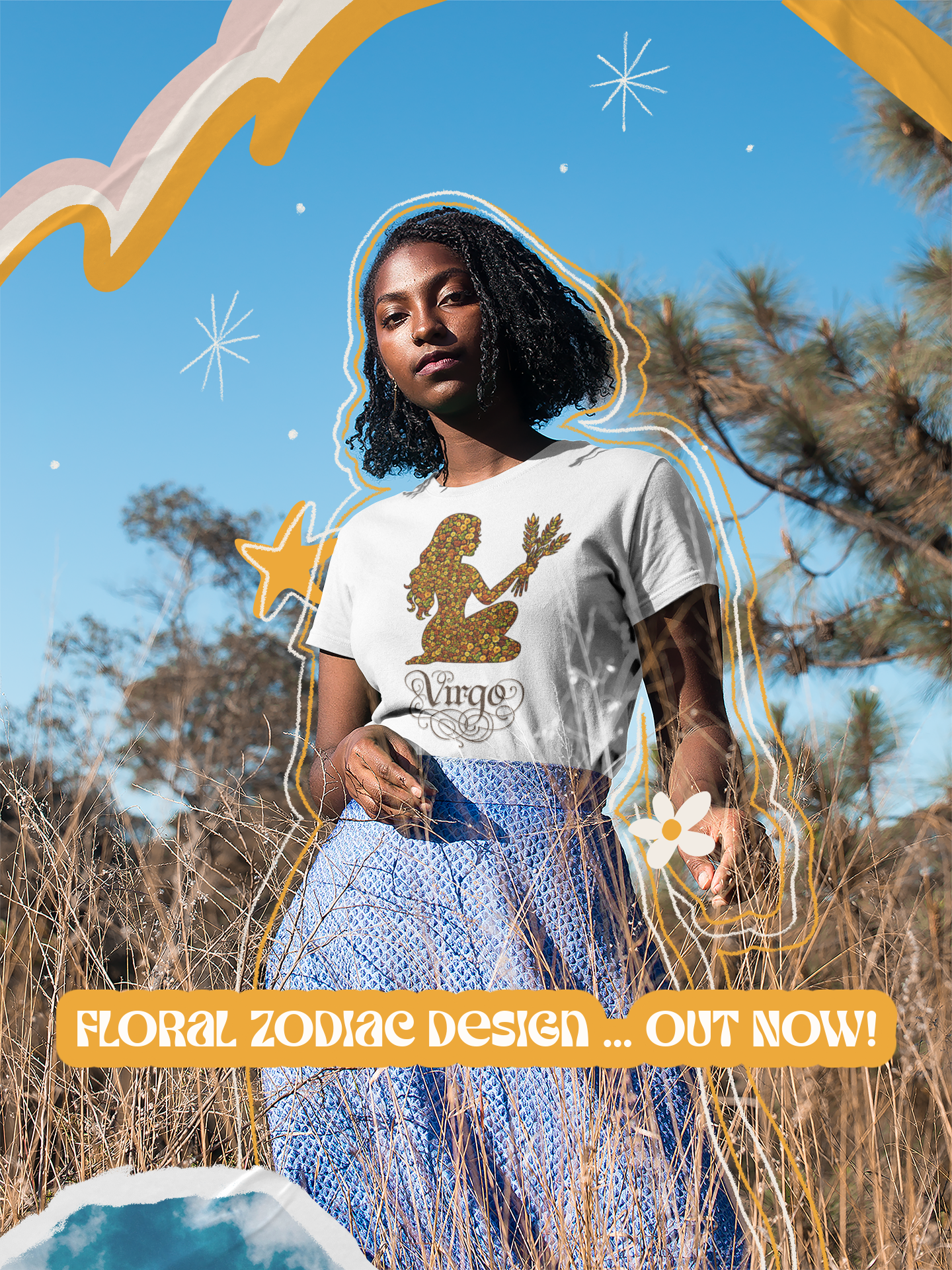 Virgo Floral Zodiac Tee for Astrology Lovers, Unisex Cotton T-Shirt, Boho Style Shirt, Astrology Gift, Star Sign Tee