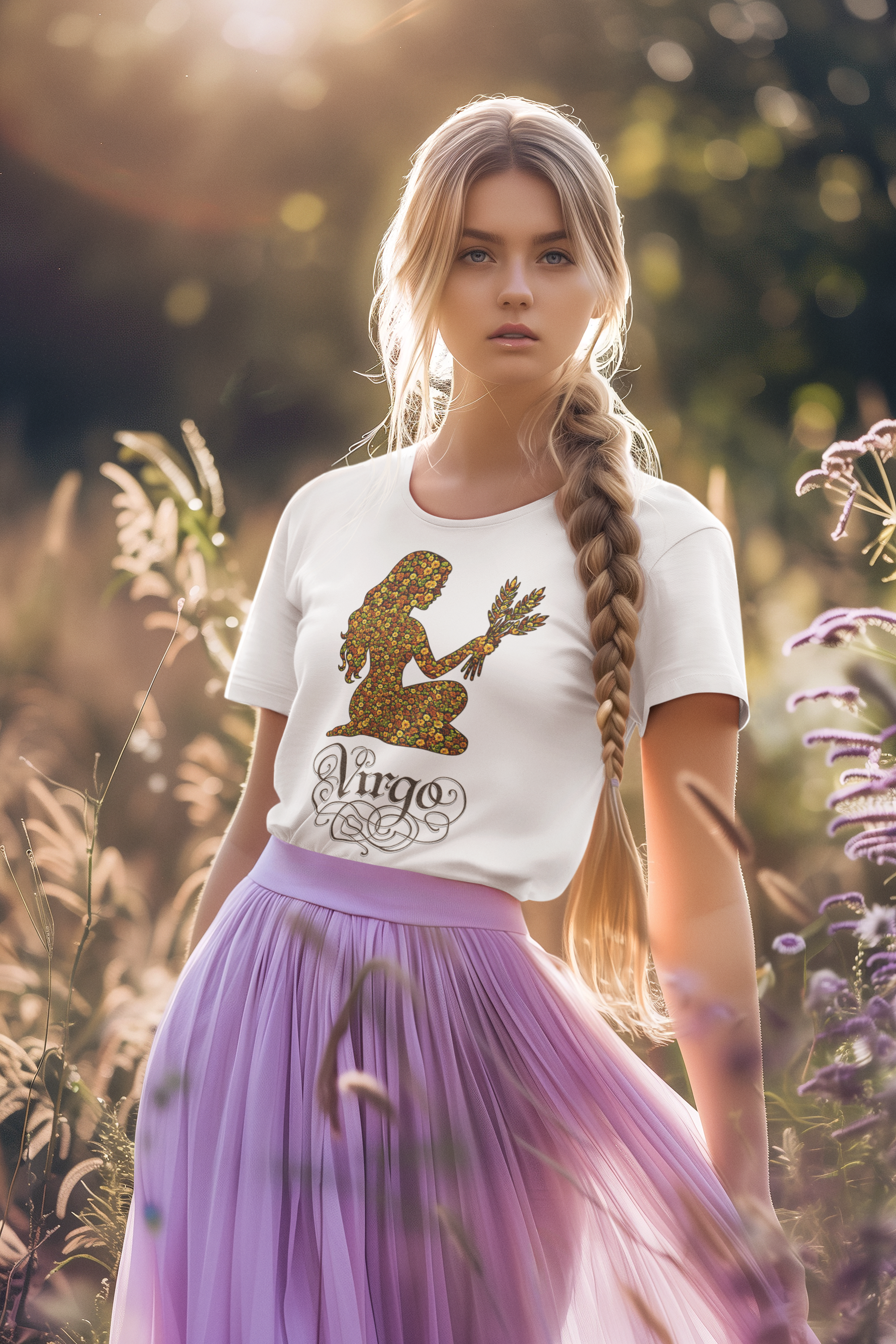 Virgo Floral Zodiac Tee for Astrology Lovers, Unisex Cotton T-Shirt, Boho Style Shirt, Astrology Gift, Star Sign Tee