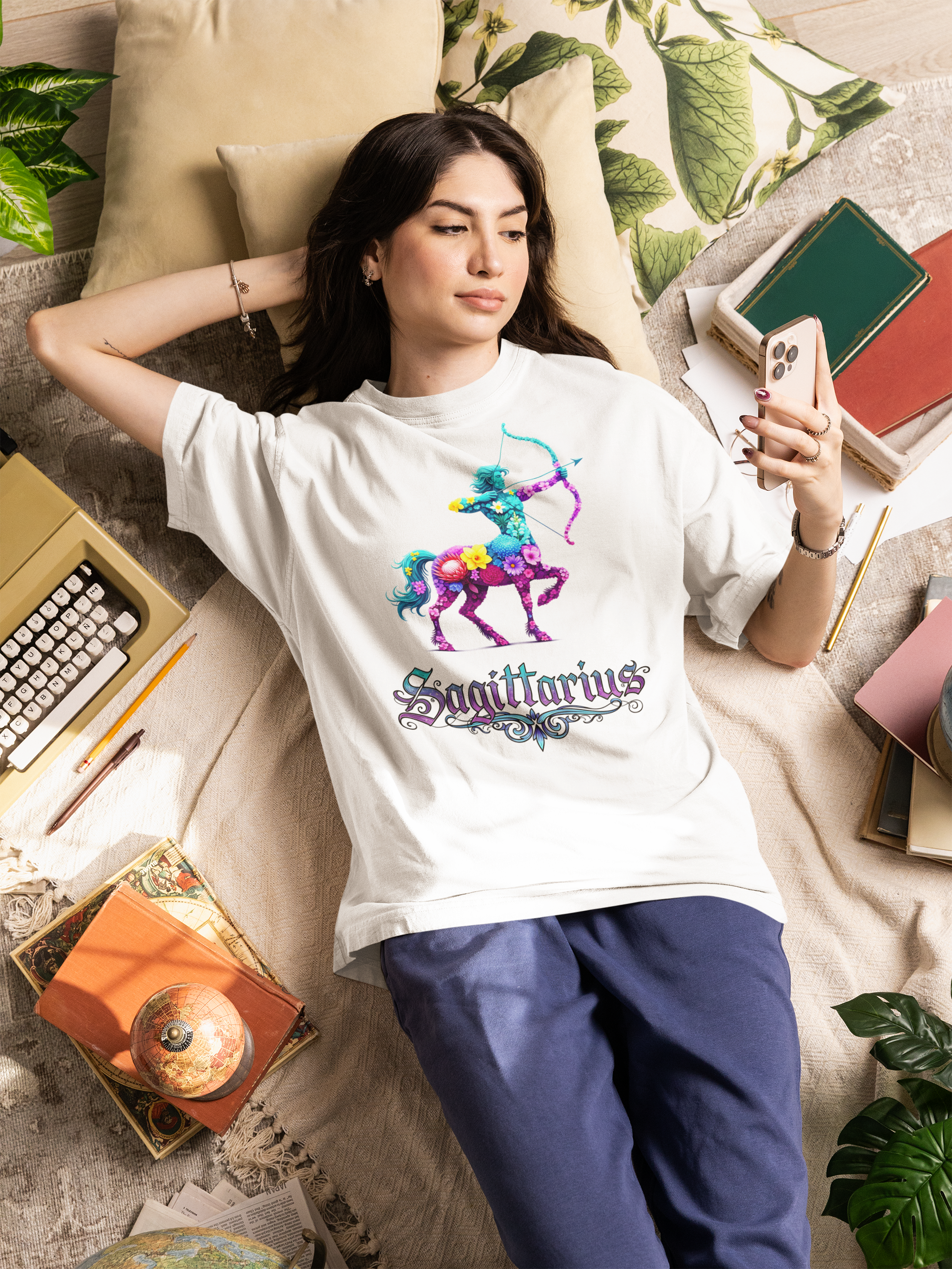 Sagittarius - Floral Zodiac Tee, Astrology Shirt, Zodiac Gift, Horoscope T-Shirt, Birthday Apparel, Celestial Fashion