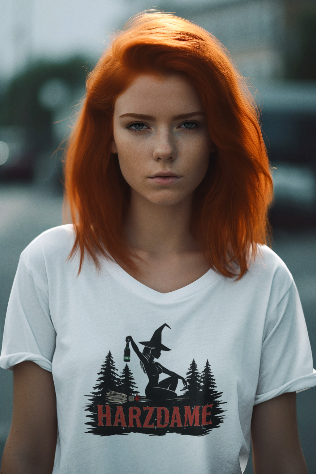 Harzdame, Ladies V-Neck, black and white versions