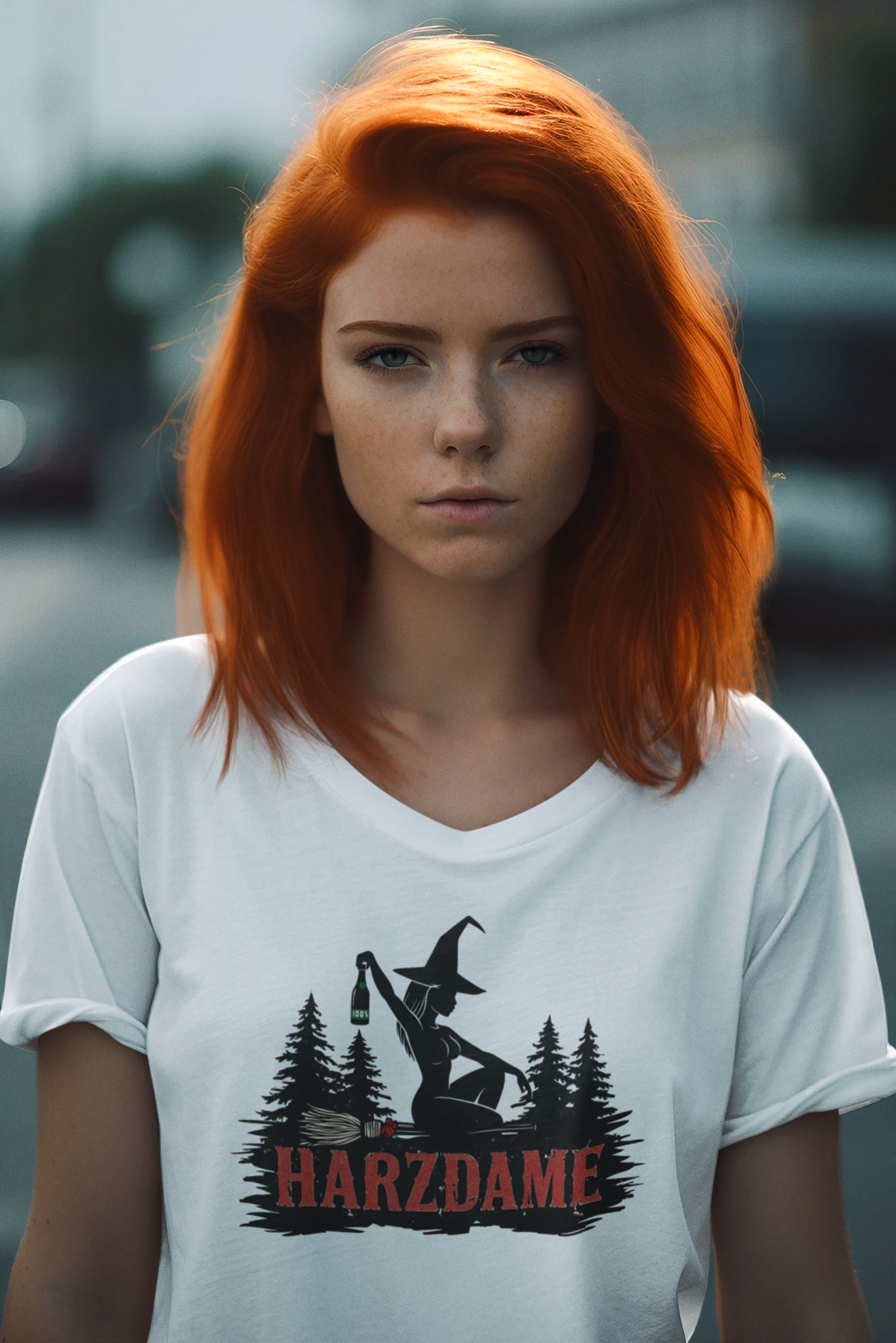 Harzdame, Ladies V-Neck, black and white versions