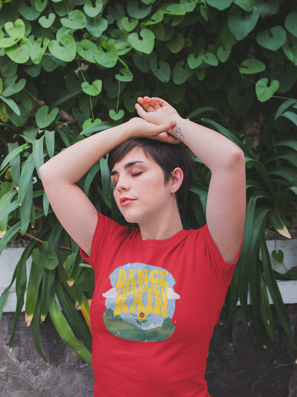 Dance Through Rain - Women's Tee - Gift for Nature Lovers, Inspirational T-Shirt, Motivational Apparel for Rainy Days, Comfy Casual Wear