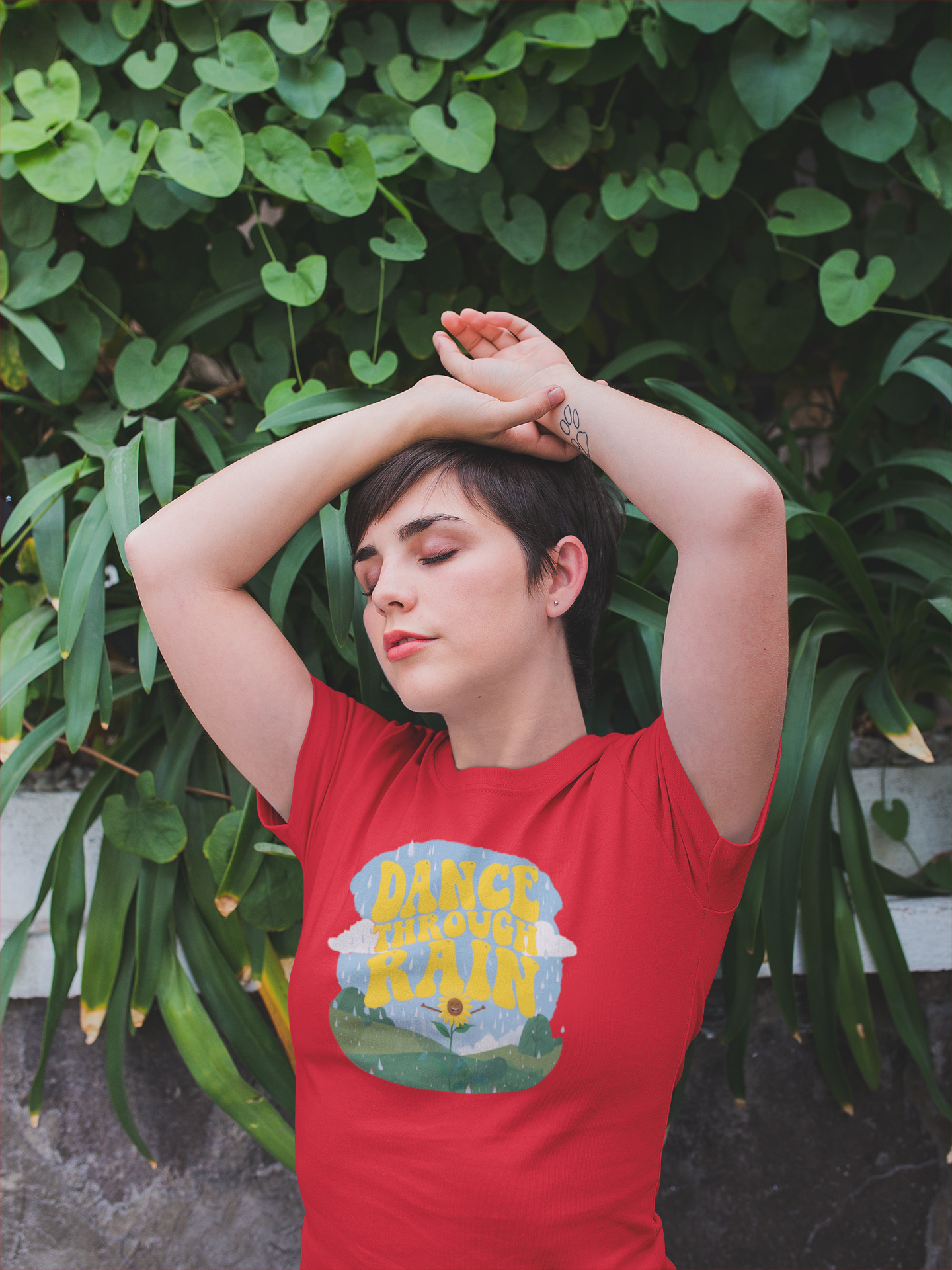 Dance Through Rain - Women's Tee - Gift for Nature Lovers, Inspirational T-Shirt, Motivational Apparel for Rainy Days, Comfy Casual Wear