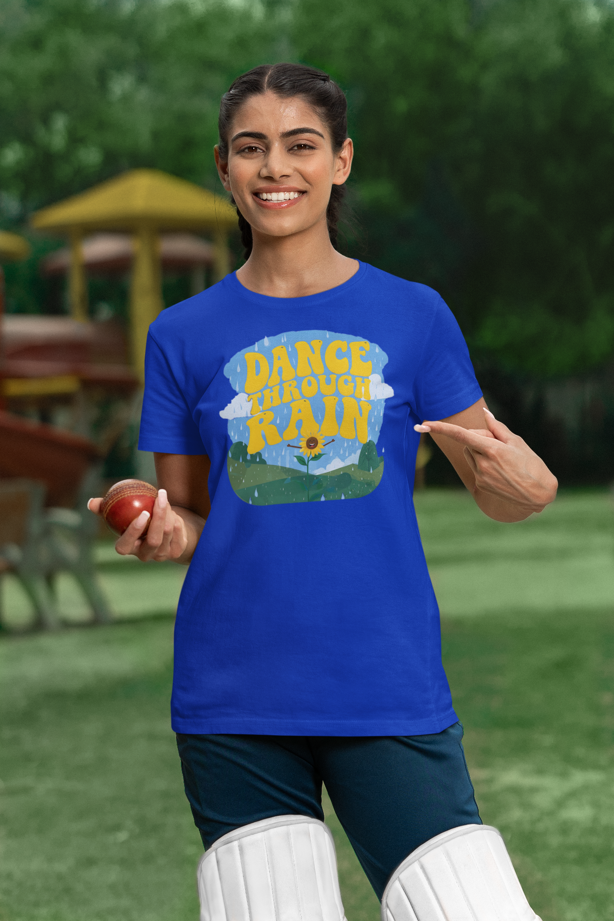 Dance Through Rain - Women's Tee - Gift for Nature Lovers, Inspirational T-Shirt, Motivational Apparel for Rainy Days, Comfy Casual Wear