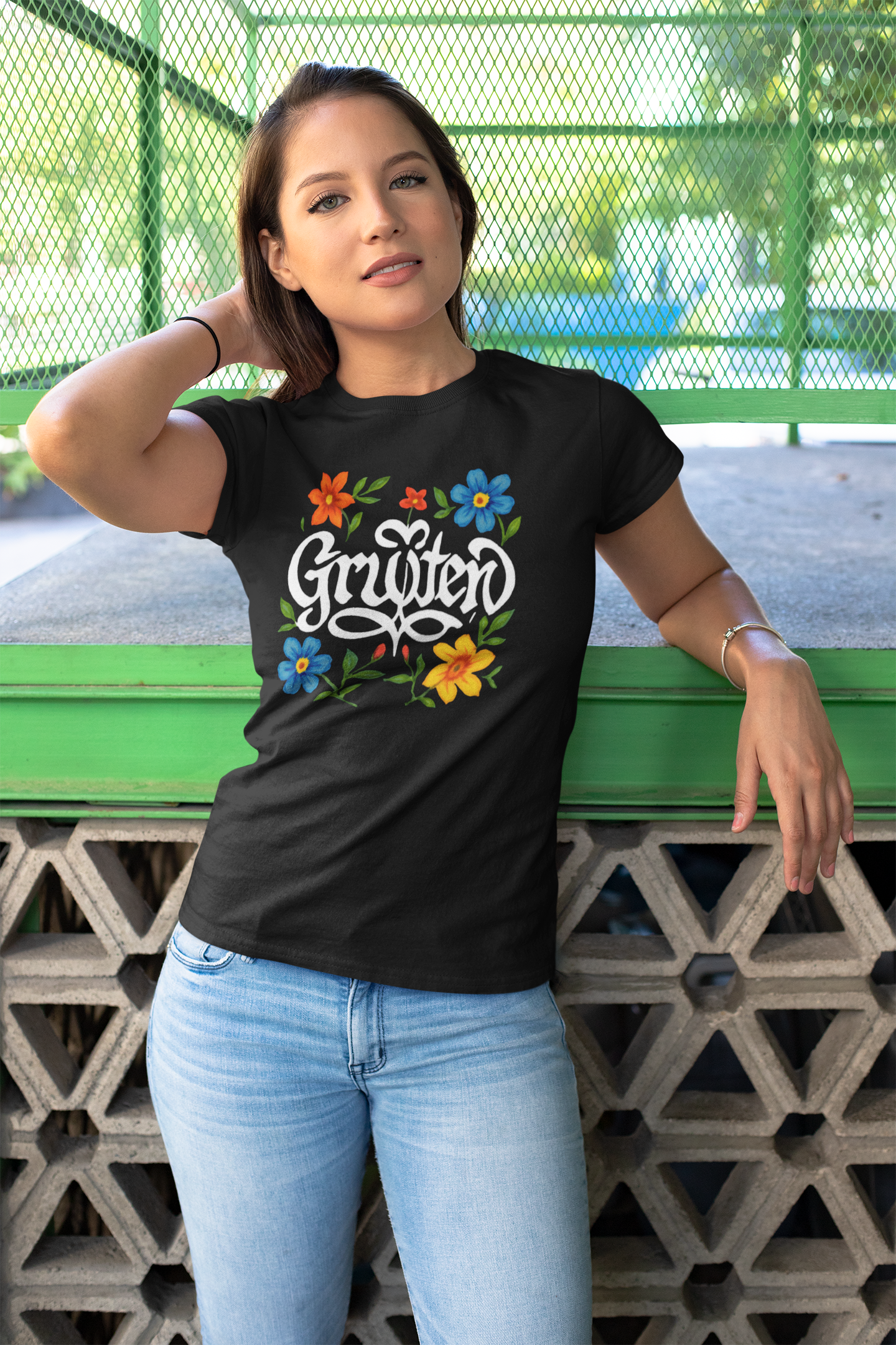 Gruiten Women's Tee - Floral Gruiten - the Vibrant and Optimistic green heart of the Kreis Mettmann