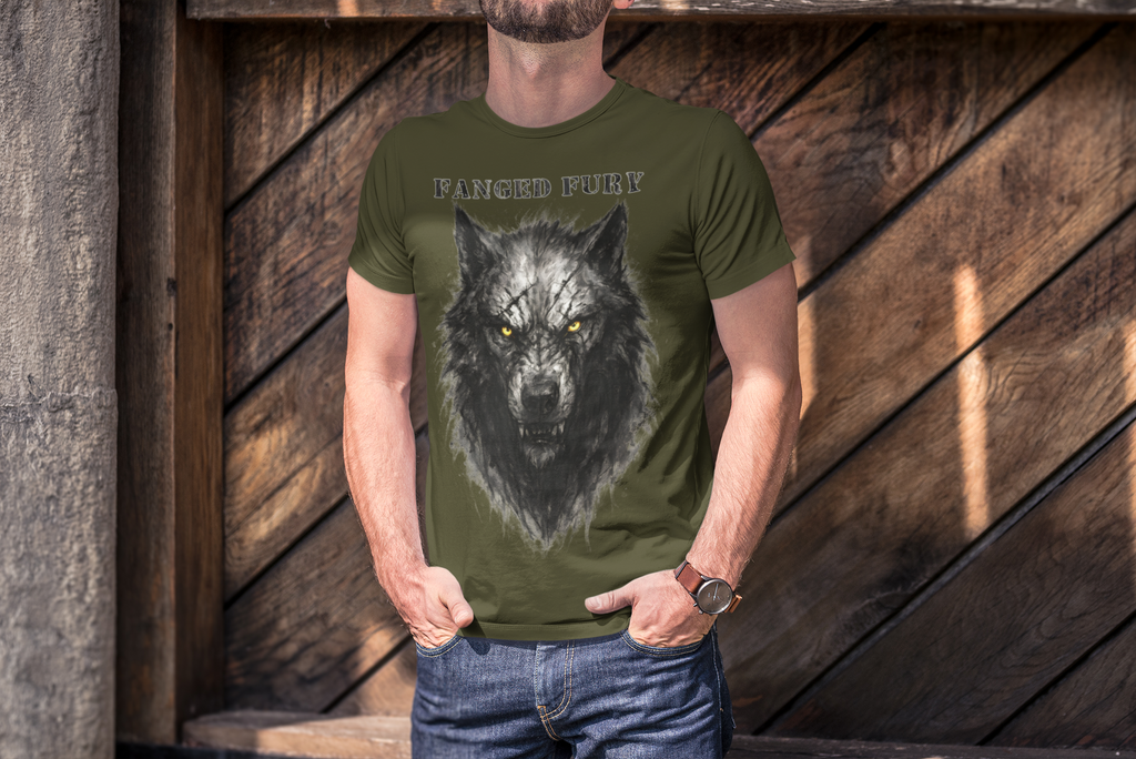 Wolf - Fanged Fury: Frontprint, Unisex T-Shirt - Animal-Collection