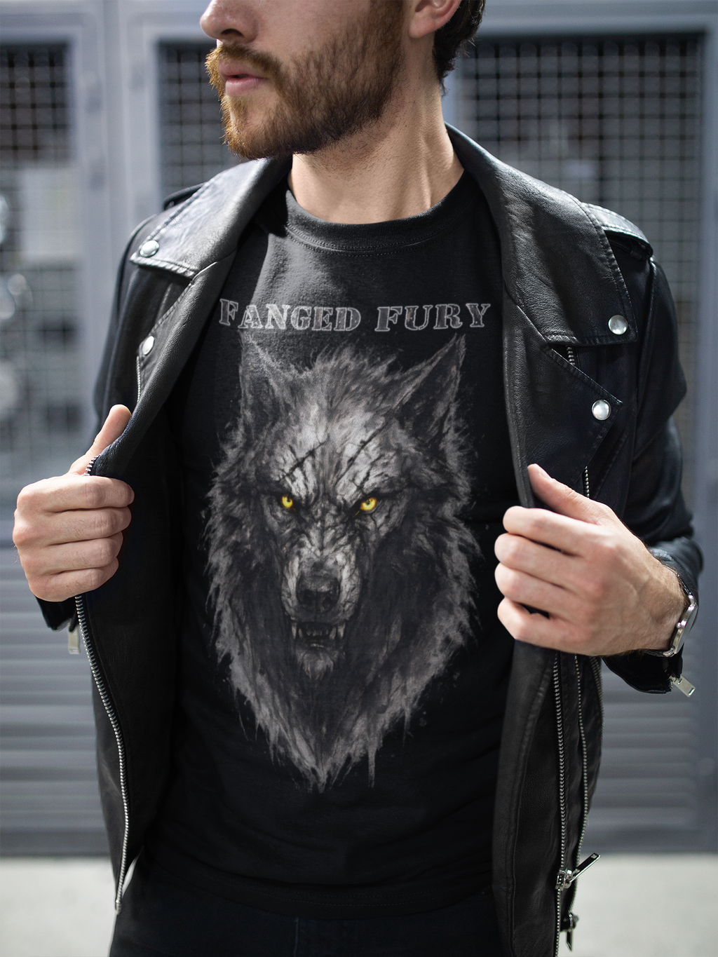 Wolf - Fanged Fury: Frontprint, Unisex T-Shirt - Animal-Collection