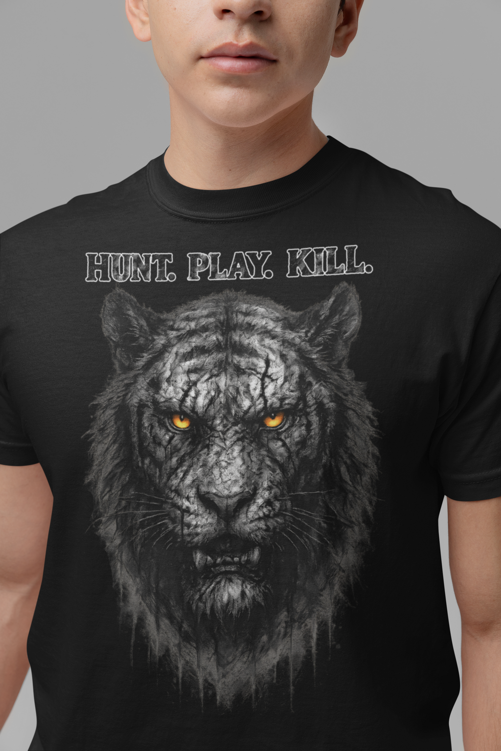 Tiger - Hunt. Play. Kill. Frontprint, Unisex T-Shirt - Animal-Collection