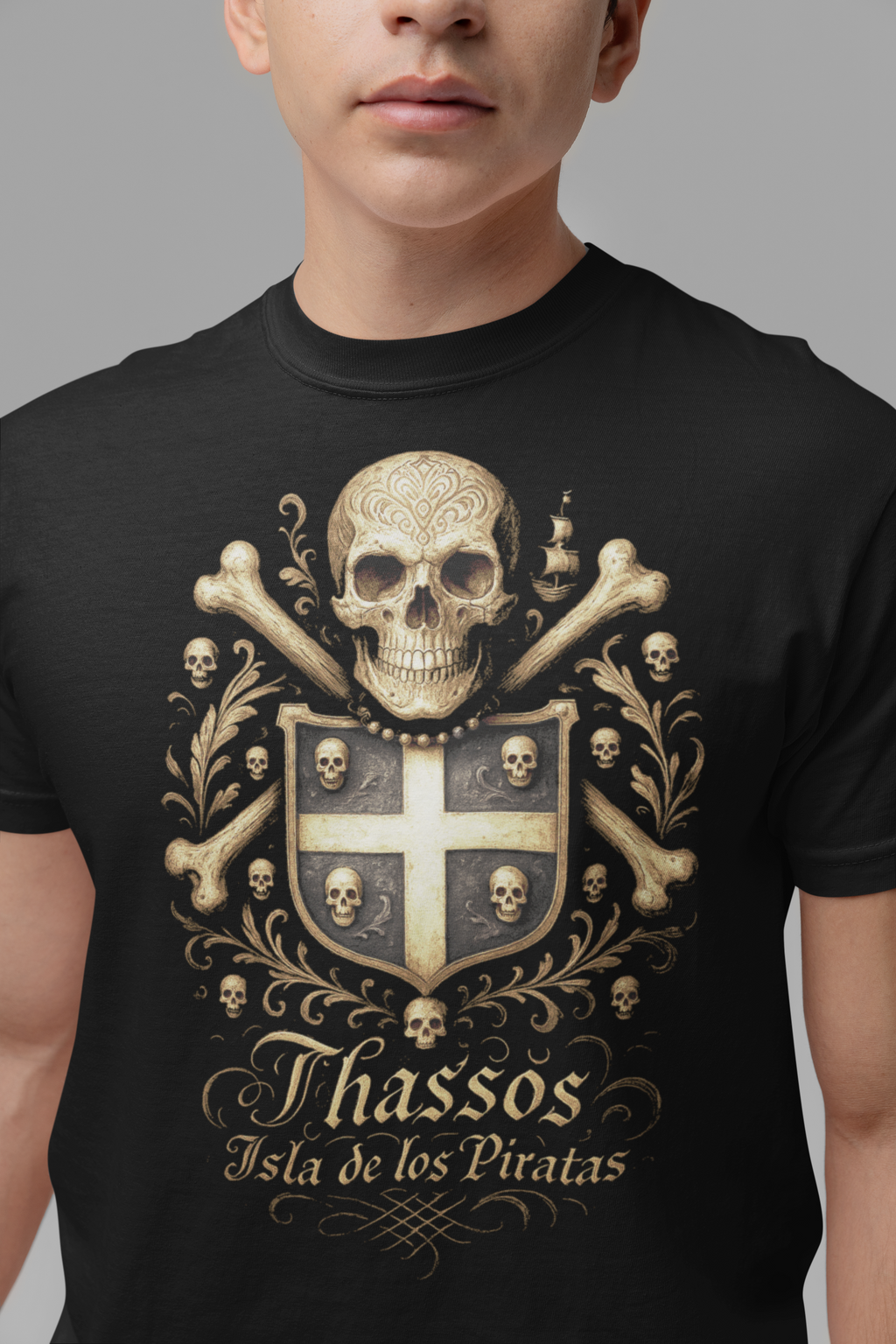 Thassos Island: Frontprint, Unisex T-Shirt **Grimwater-Edition** Pirates of Thasos Island